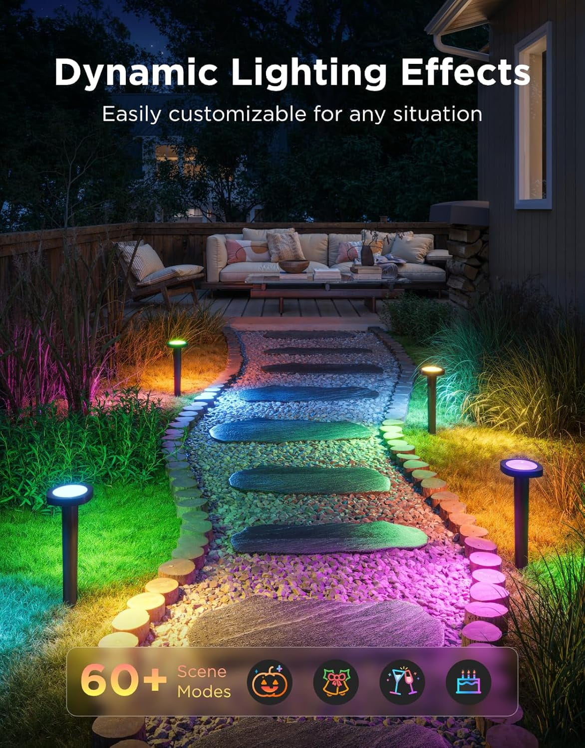 Low Voltage Wired Outdoor Pathway Lights 2, Landscape Lighting with 60+ Scene Modes, IP66 Waterproof for Yard Patio Garden Work with Alexa/Google/Matter