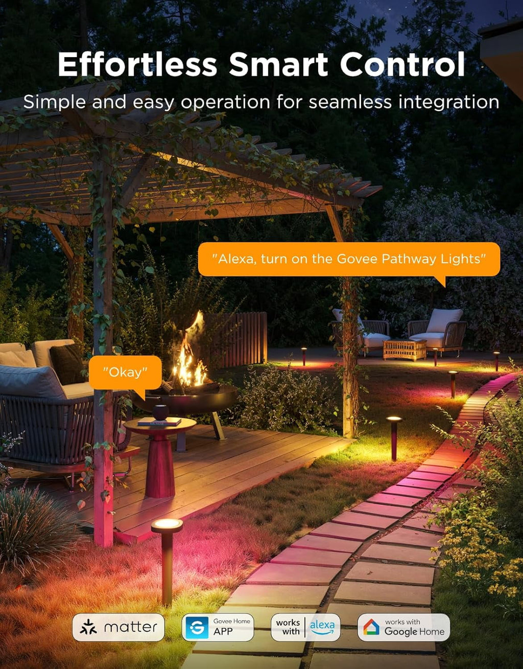 Low Voltage Wired Outdoor Pathway Lights 2, Landscape Lighting with 60+ Scene Modes, IP66 Waterproof for Yard Patio Garden Work with Alexa/Google/Matter