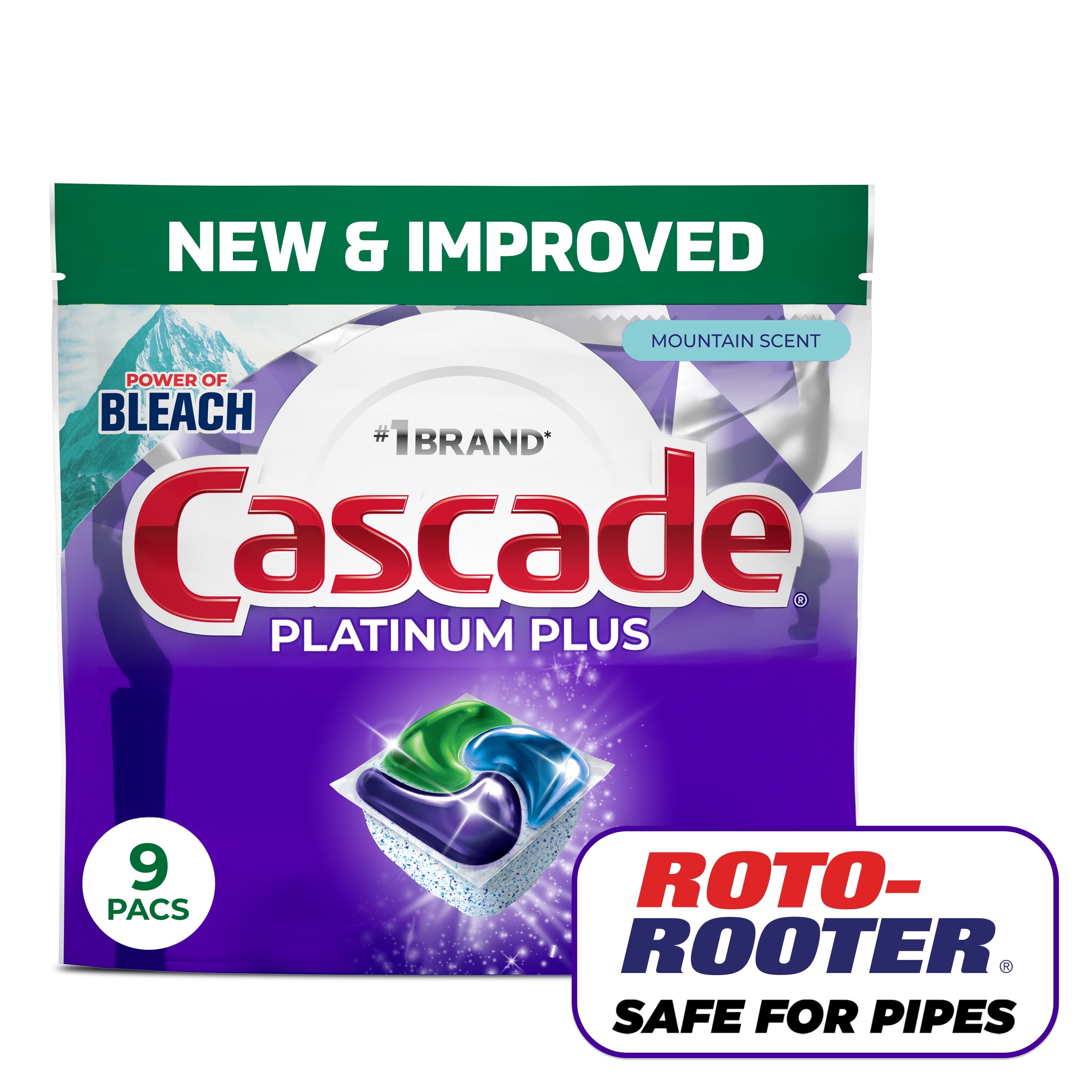 Platinum Plus Dishwasher Pods, Dishwasher Detergent, Dish Detergent Soap, Mountain, 9 Count