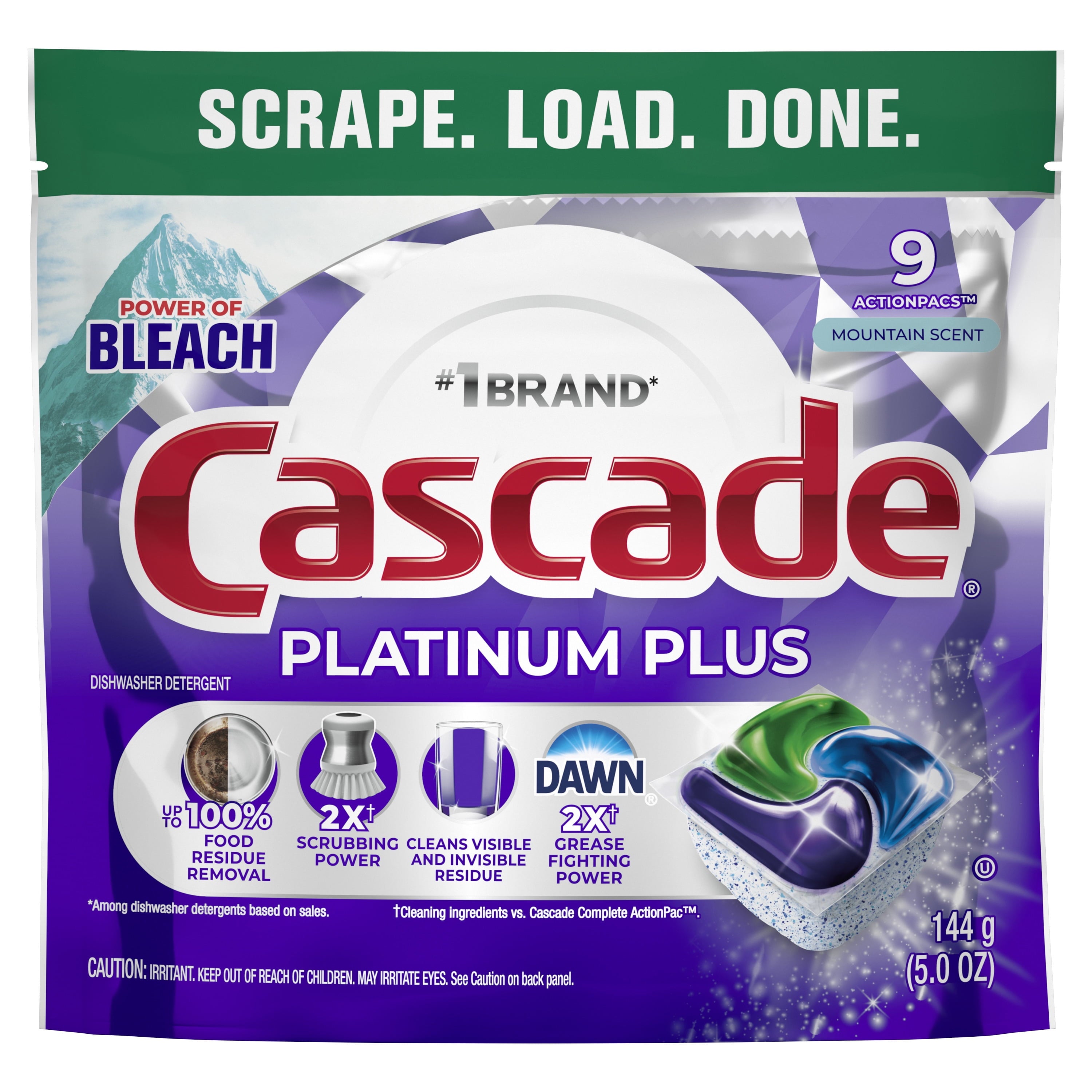 Platinum Plus Dishwasher Pods, Dishwasher Detergent, Dish Detergent Soap, Mountain, 9 Count
