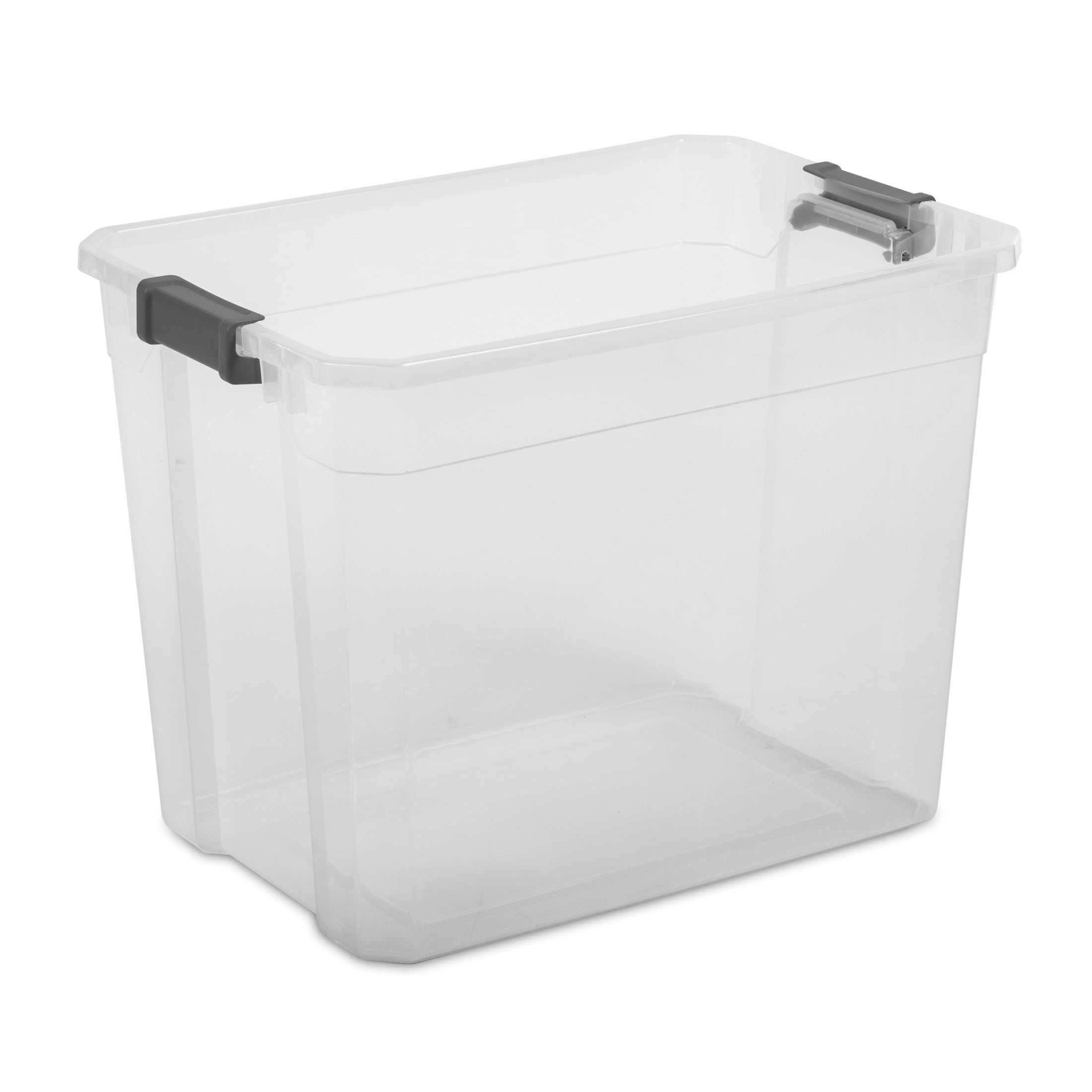 108 Quart Extra-Large Storage Bin, Clear Plastic Storage Container with Latch Lid, Dark Gray