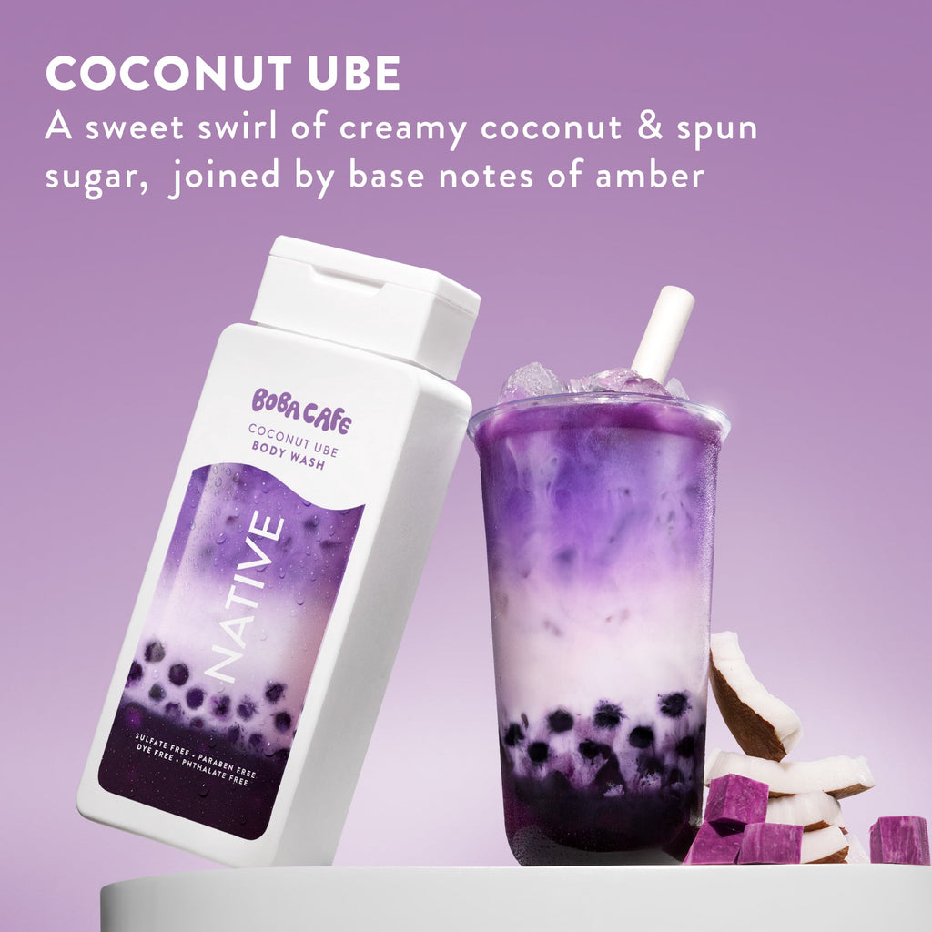 Body Wash, Limited Edition Coconut Ube, Sulfate Free Body Wash for Women &amp; Men, Boba Café, 18 fl oz