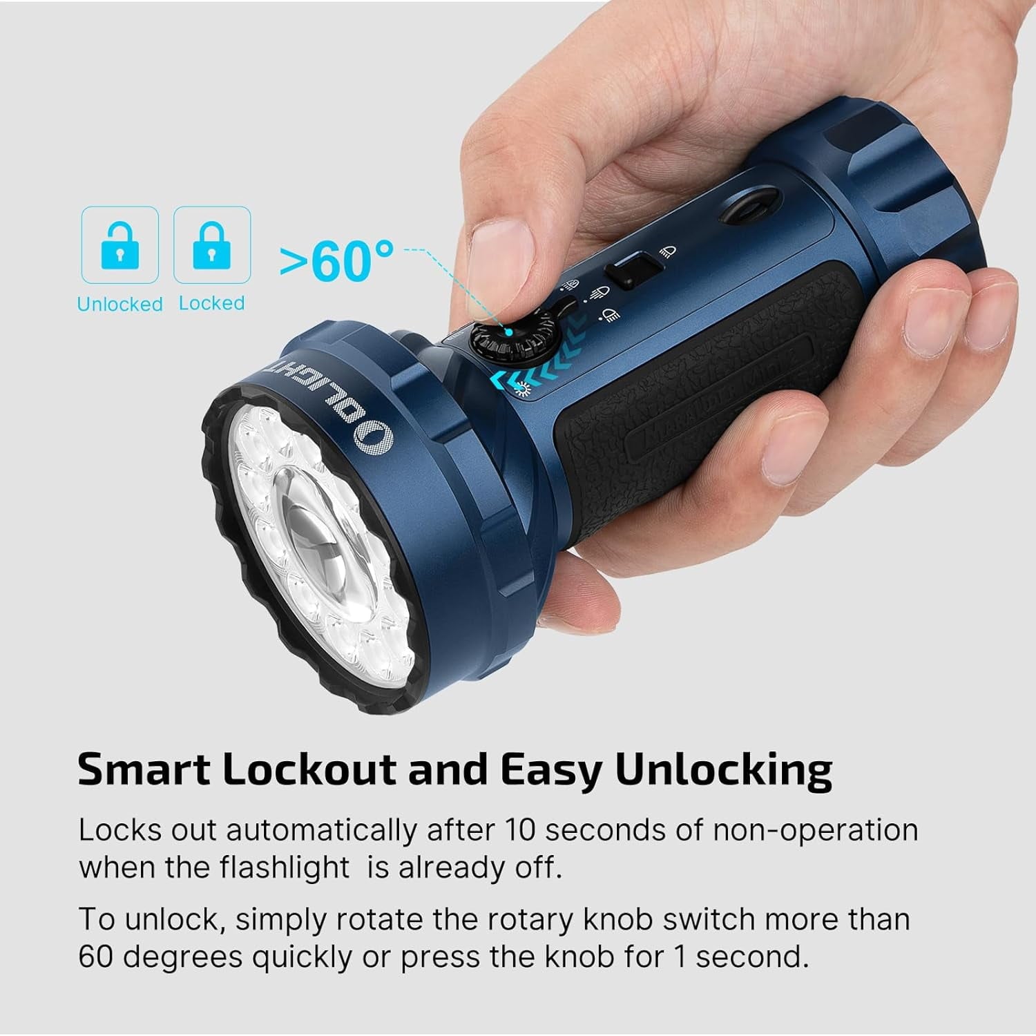 Marauder Mini 2 Bright Flashlight 10,000 Lumen with 750 Meters Beam Distance, Rechargeable Light with Dual Charging &amp; 5 Lighting Modes for Outdoor, Camping, Emergencies (Midnight Blue)