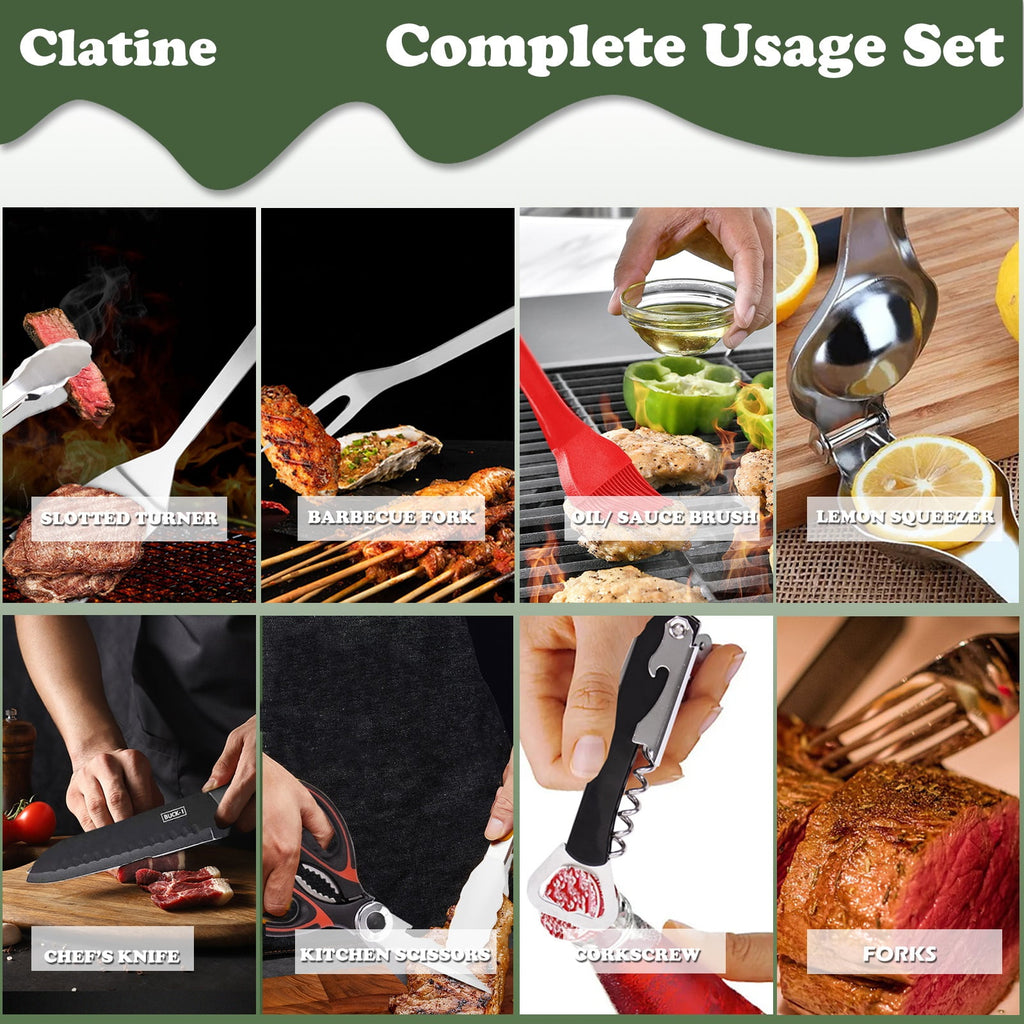 Camp Utensil Set Kitchen Cooking BBQ Grill Tool Kit with Organizer Bag, 12-Piece Travel Kitchen Grill Accessories Compact Gear Cookware Kit for Camping RV Sailboat Backyard BBQ