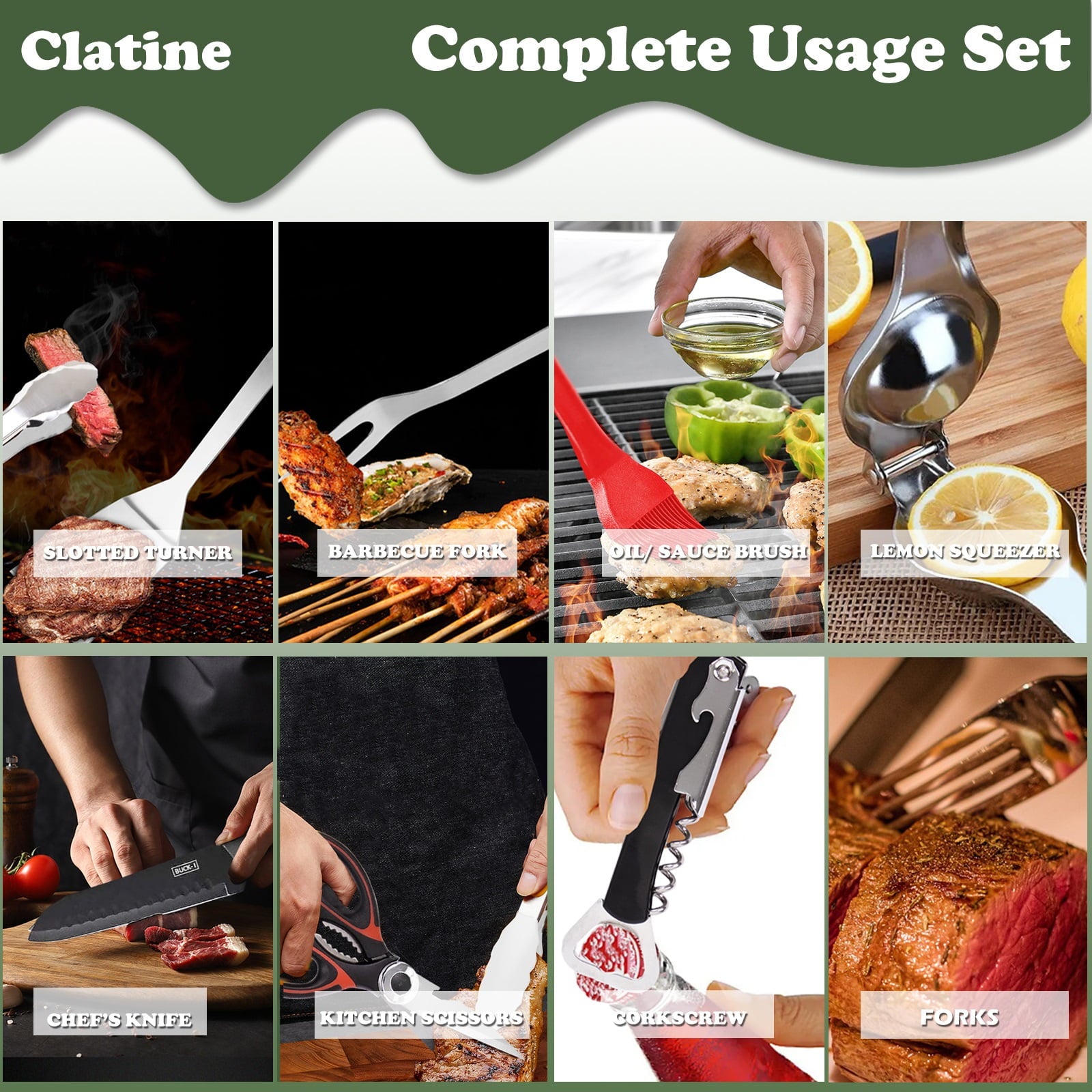 Camp Utensil Set Kitchen Cooking BBQ Grill Tool Kit with Organizer Bag, 12-Piece Travel Kitchen Grill Accessories Compact Gear Cookware Kit for Camping RV Sailboat Backyard BBQ