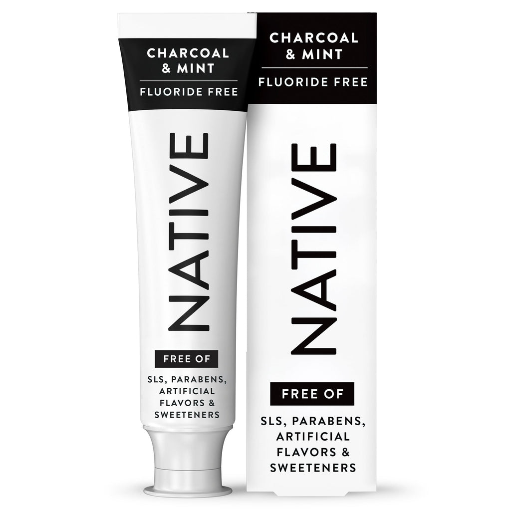 Fluoride Free Toothpaste, Charcoal &amp; Mint Flavor, 4.1 oz, for Adults &amp; Kids 2+