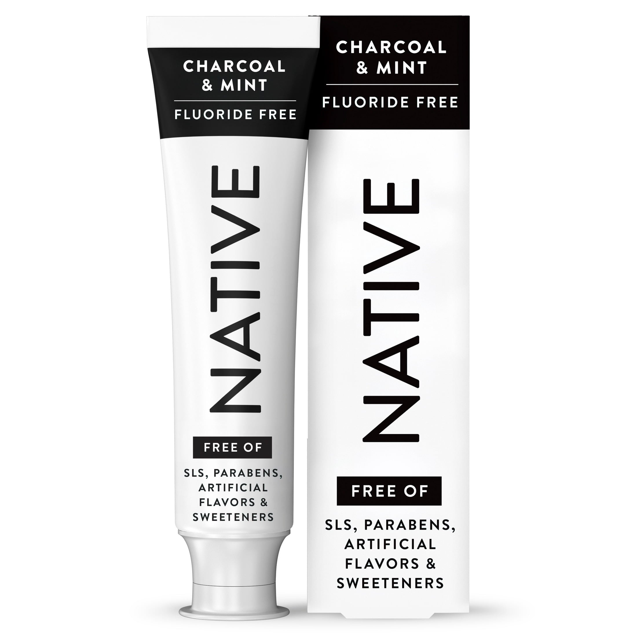 Fluoride Free Toothpaste, Charcoal &amp; Mint Flavor, 4.1 oz, for Adults &amp; Kids 2+