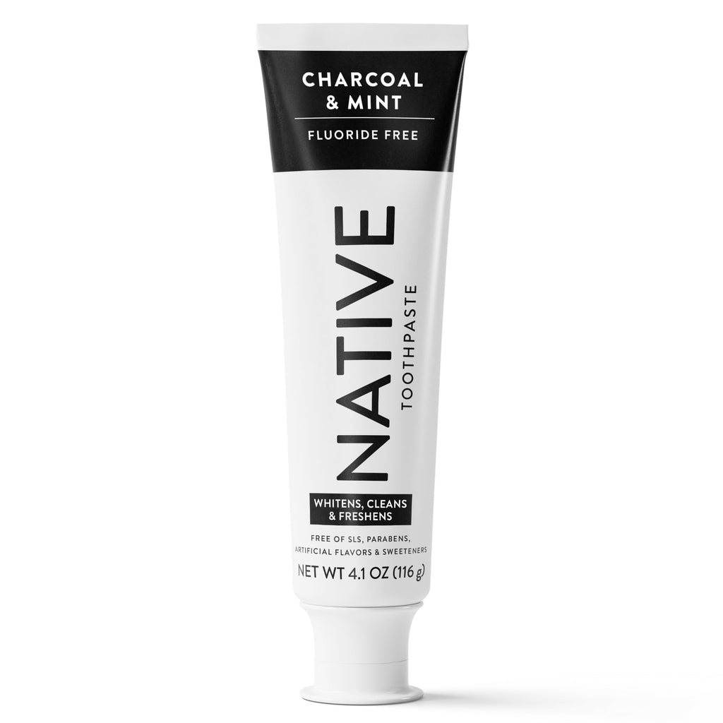 Fluoride Free Toothpaste, Charcoal &amp; Mint Flavor, 4.1 oz, for Adults &amp; Kids 2+
