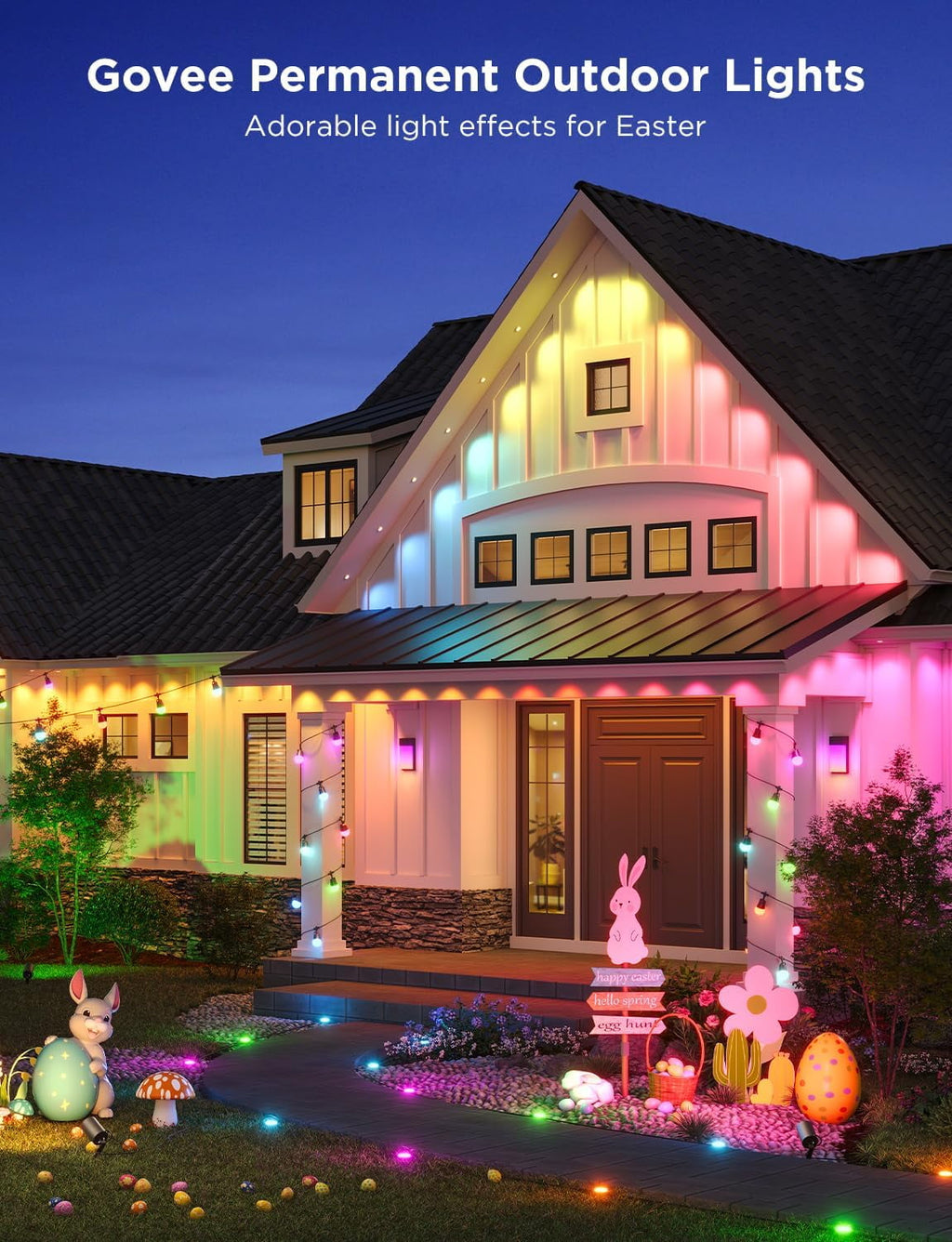 Outdoor Permanent Lights 2 (Elite), Smart Outdoor String Lights for House, H805AA01,RGBIC Smart Outside Lights with 65 Scene Modes,IP67 Waterproof, 100ft for Christmas, Holiday Decorations