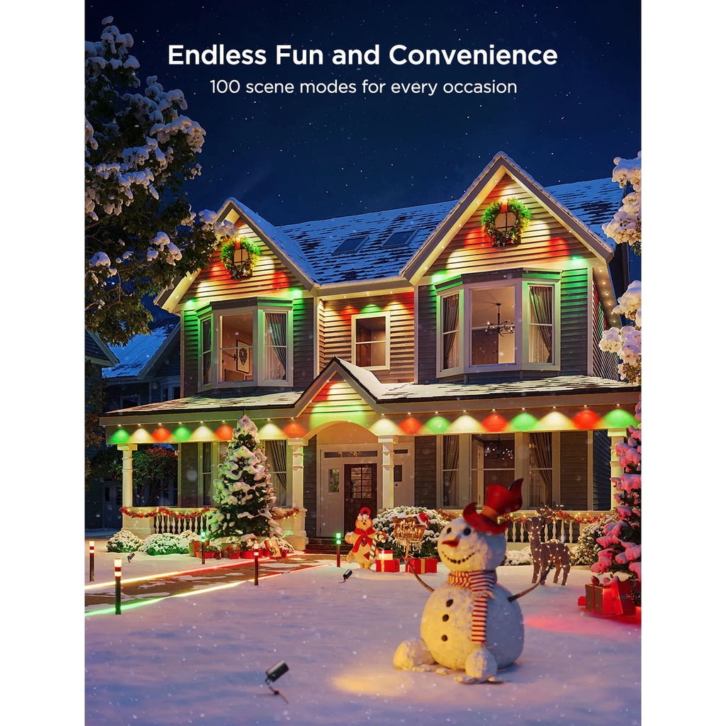 Outdoor Permanent Lights 2 (Elite), Smart Outdoor String Lights for House, H805AA01,RGBIC Smart Outside Lights with 65 Scene Modes,IP67 Waterproof, 100ft for Christmas, Holiday Decorations