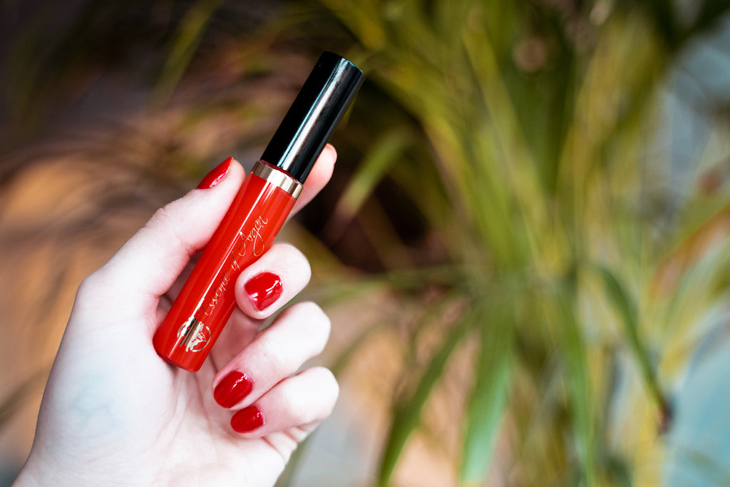 of Argan Lip Gloss, Organic, Moisturizing, Plumping, Clear Red