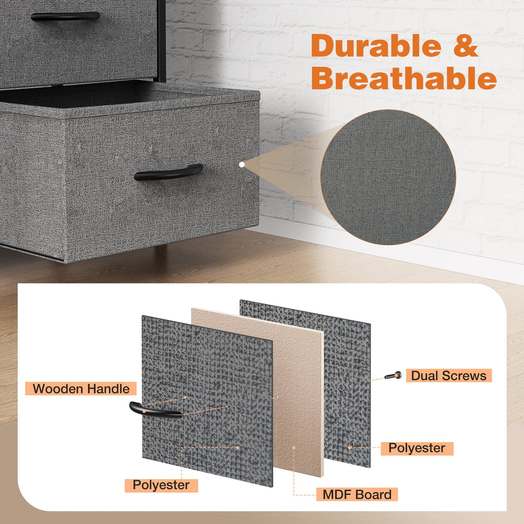 8-Drawer Fabric Dresser Storage Chest for Bedroom, Closet, Entryway, Storage Furniture for Adults, Black