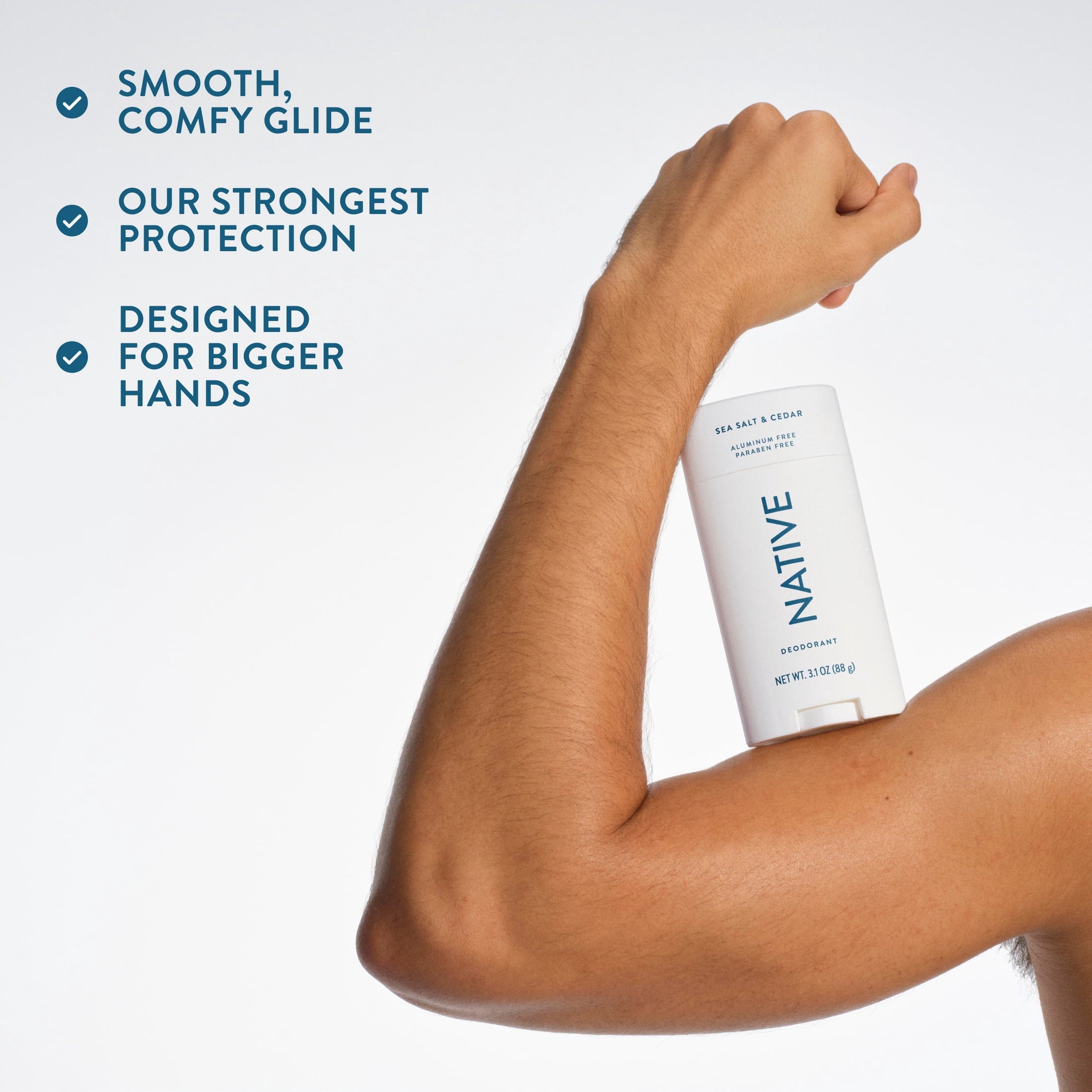 Aluminum Free Deodorant For Men, 72 Hour Solid Deodorant Stick, Sea Salt &amp; Cedar, 3.1oz