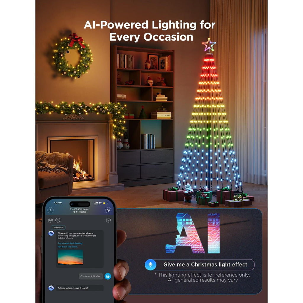 Christmas Cone Tree Lights 6ft with 66 Scene Modes, White, IP65 Waterproof for Indoor Outdoor Xmas Decor, Remote Control, Dimmable