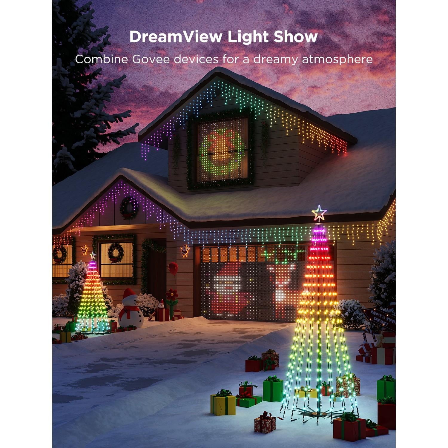 Christmas Cone Tree Lights 6ft with 66 Scene Modes, White, IP65 Waterproof for Indoor Outdoor Xmas Decor, Remote Control, Dimmable