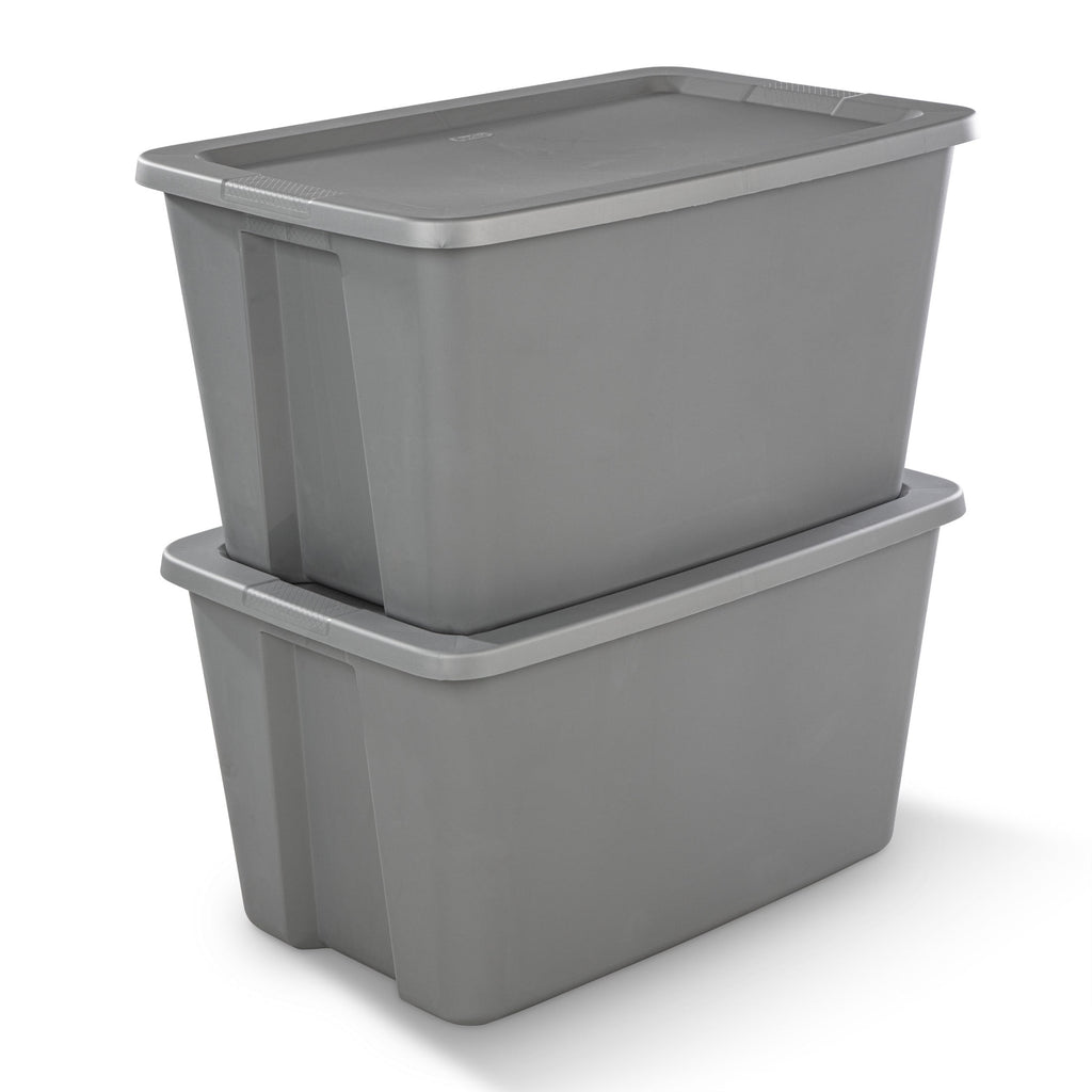 30 Gallon Extra-Large Storage Bin, Plastic Storage Container with Snap-On Lid, Gray
