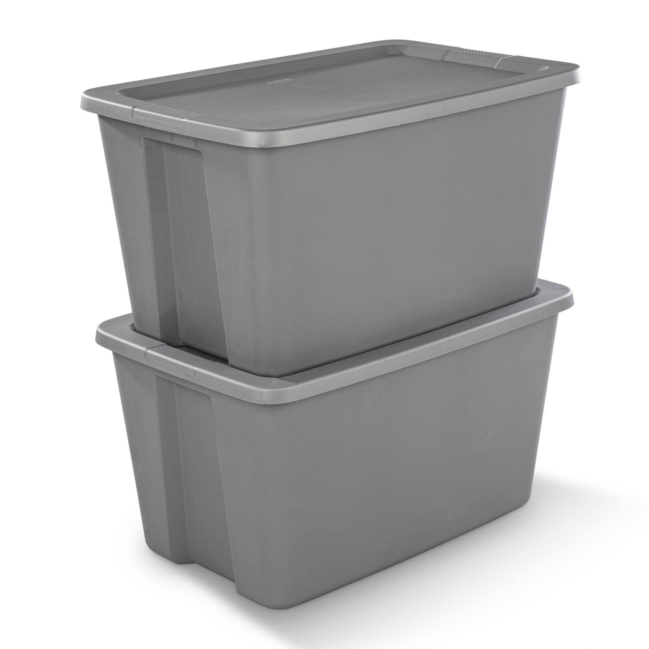 30 Gallon Extra-Large Storage Bin, Plastic Storage Container with Snap-On Lid, Gray
