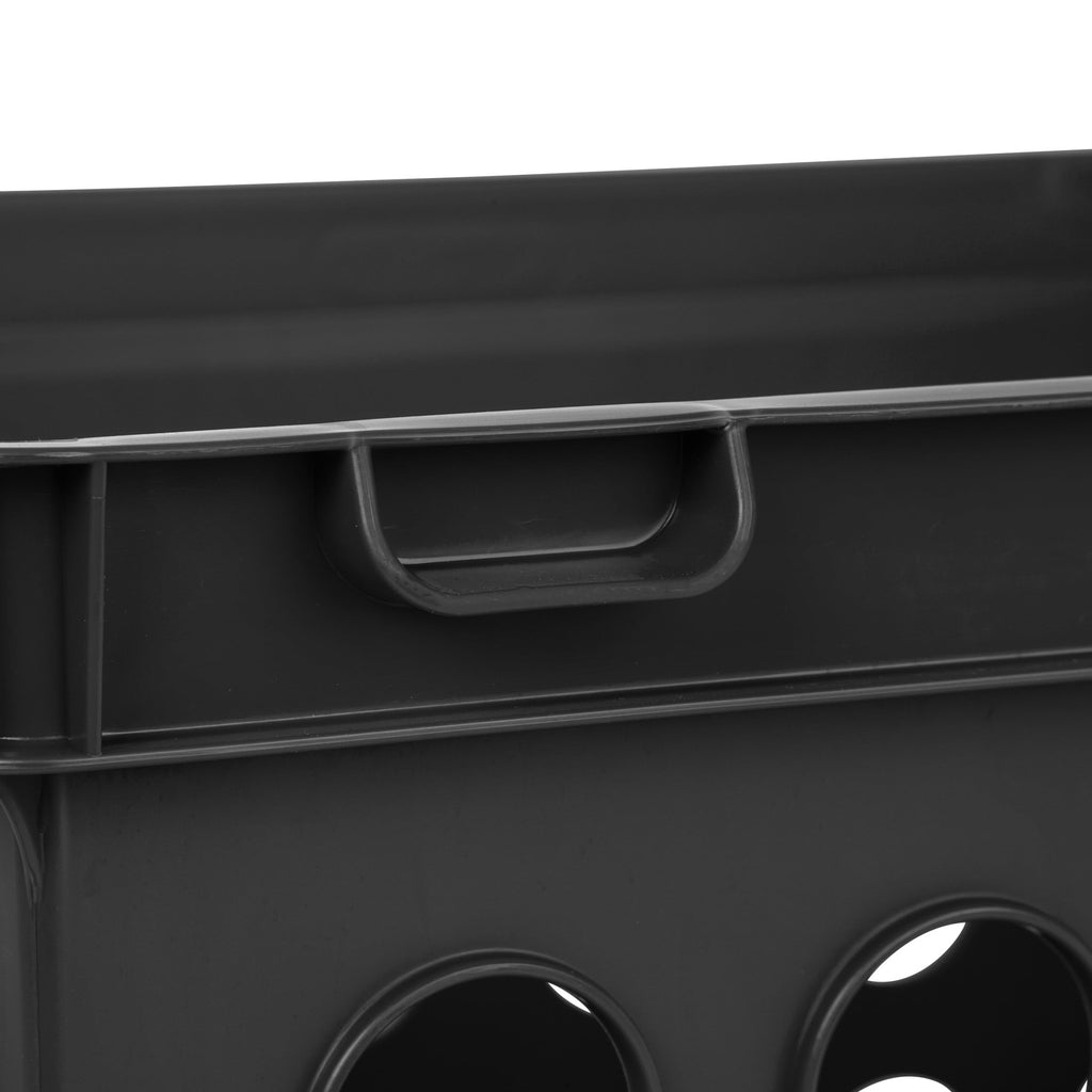 File Crate, Versatile Plastic Bin with Handles, Letter or Legal File Storage, Black, Standard Size