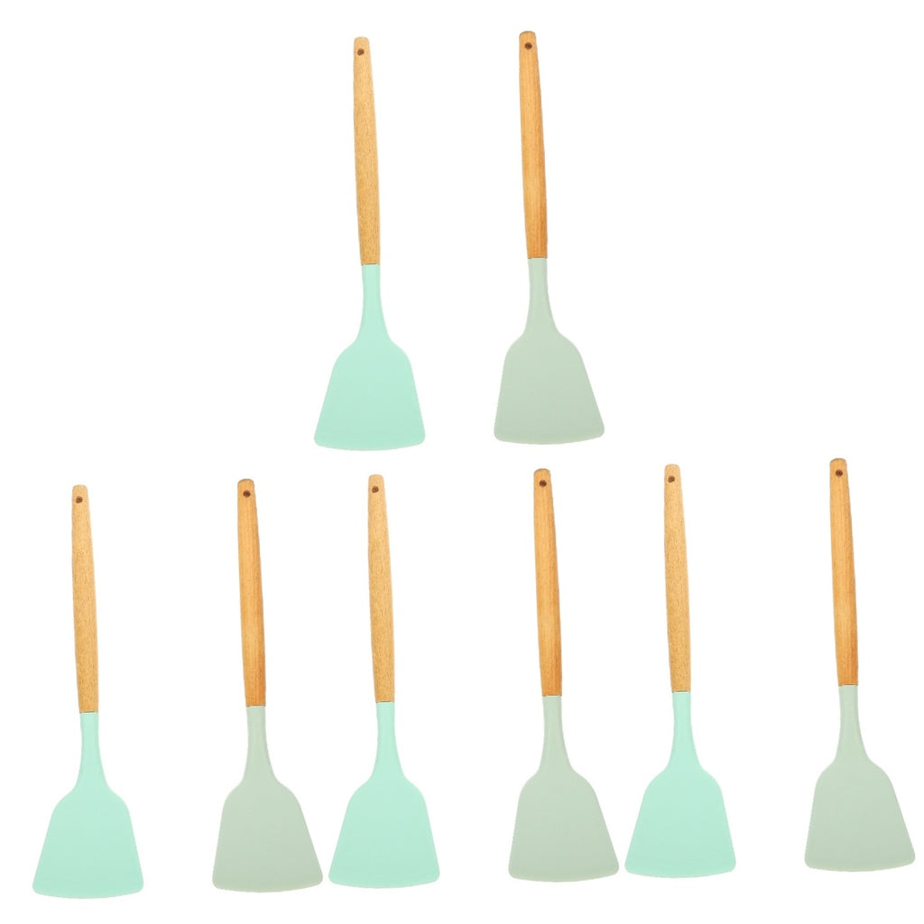 8-Piece Silicone Cooking Utensil Set with Wood Handles, Scratch Resistant, Kitchen Tools for Home