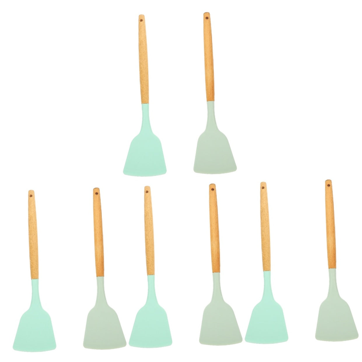 8-Piece Silicone Cooking Utensil Set with Wood Handles, Scratch Resistant, Kitchen Tools for Home