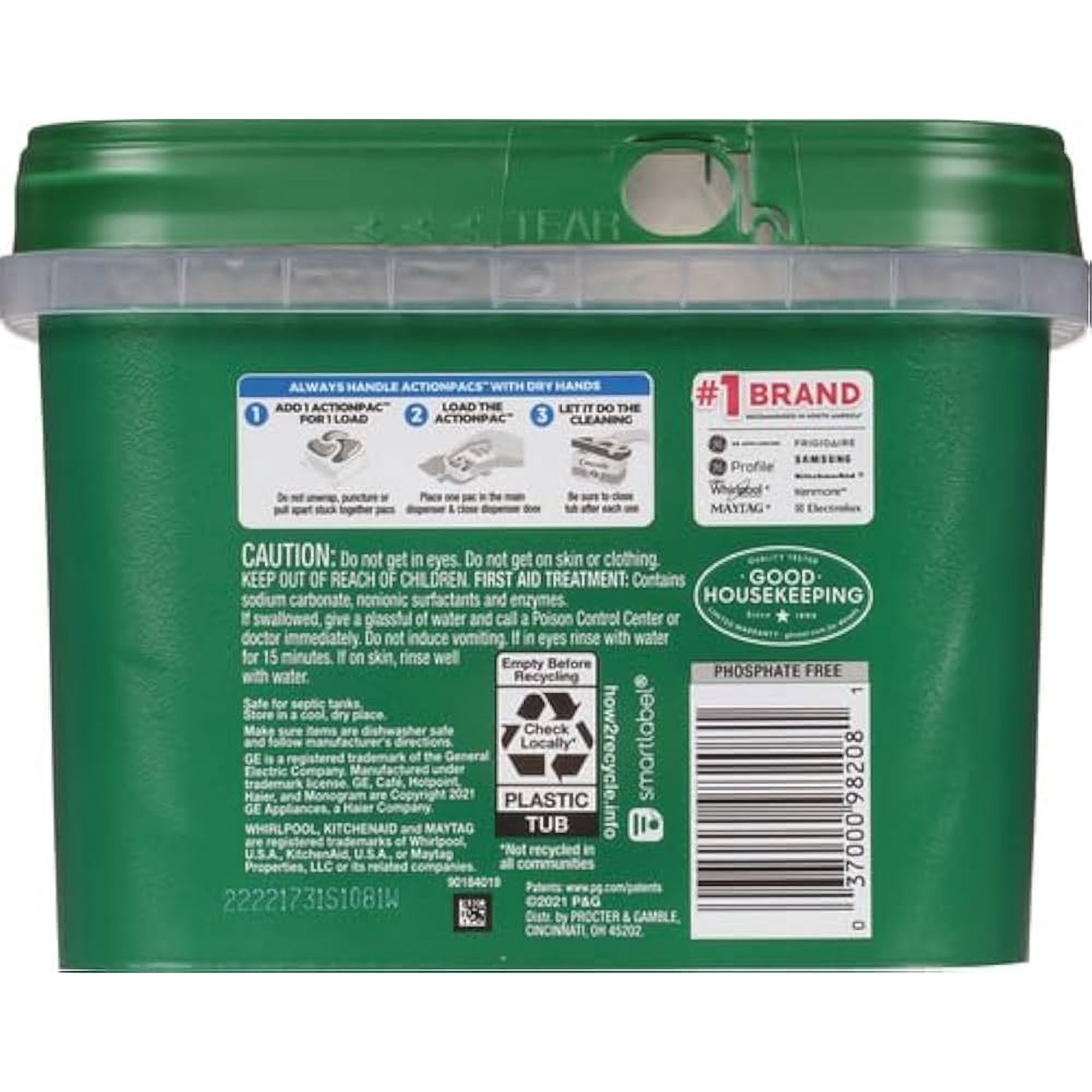 Power Clean Dishwasher Detergent Actionpacs, 115-Count