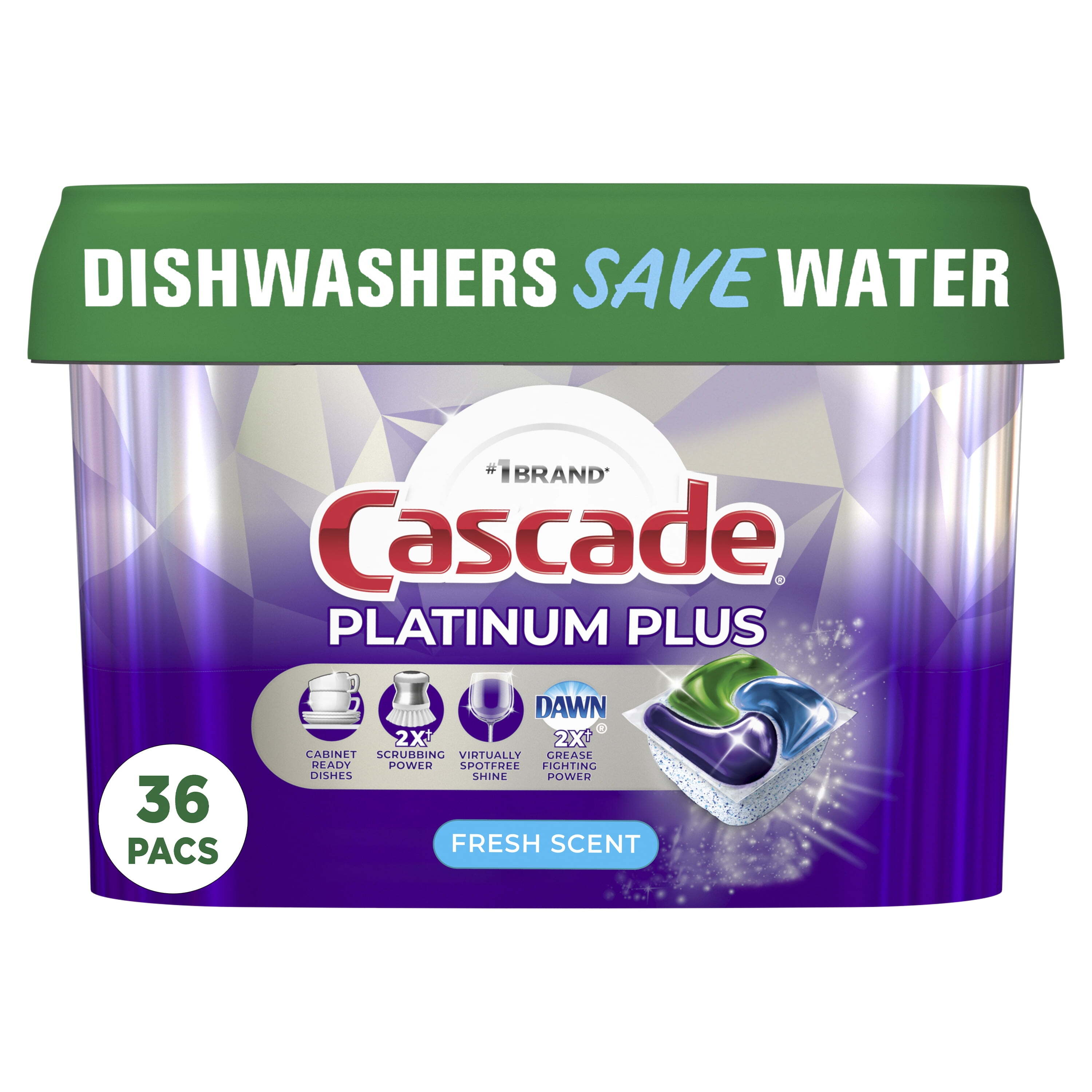 Platinum Plus Dishwasher Detergent Pacs, Fresh, 36 Count