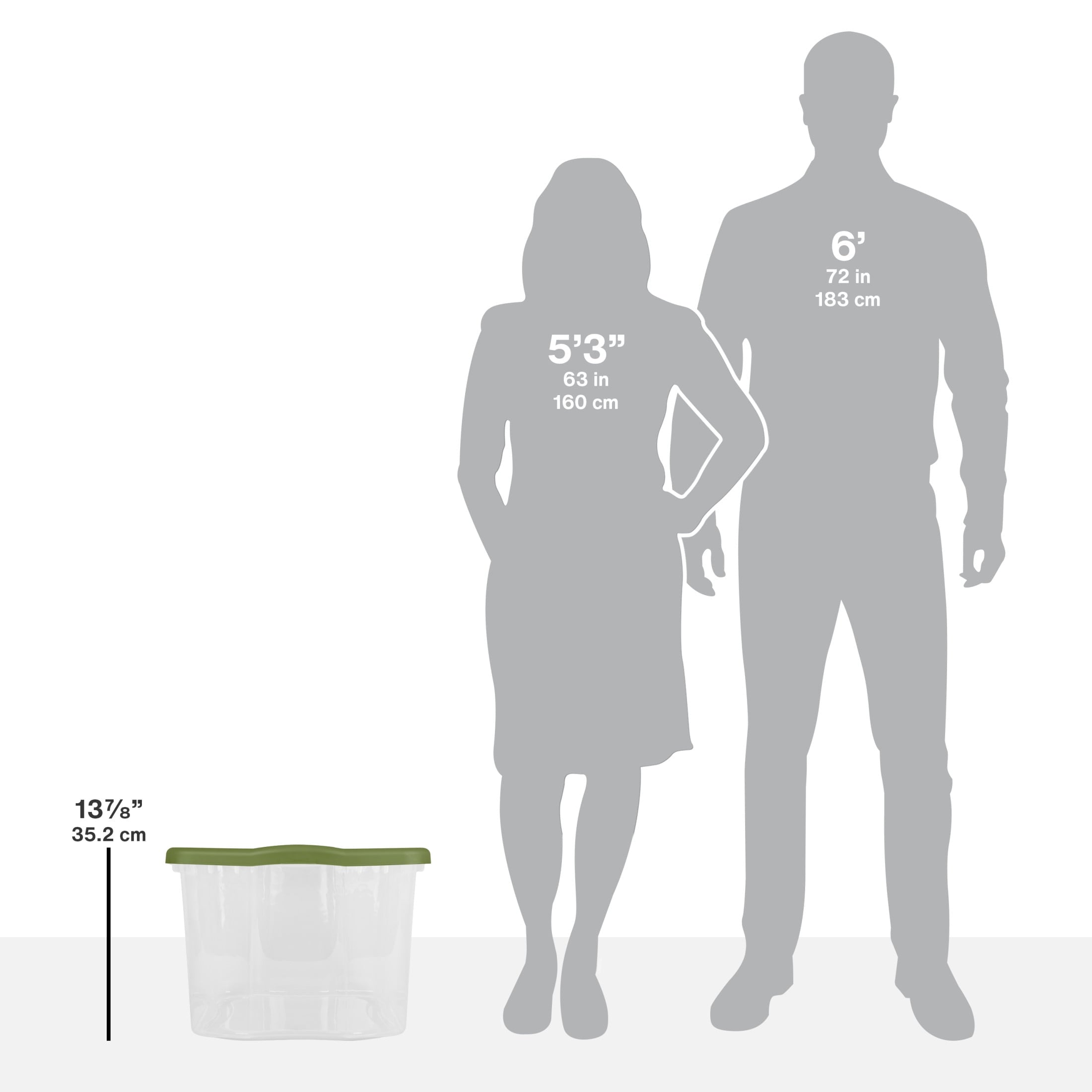 EZ Carry 70 Quart Large Storage Bin, Clear Plastic Storage Container with Full-Grip Handles, Green