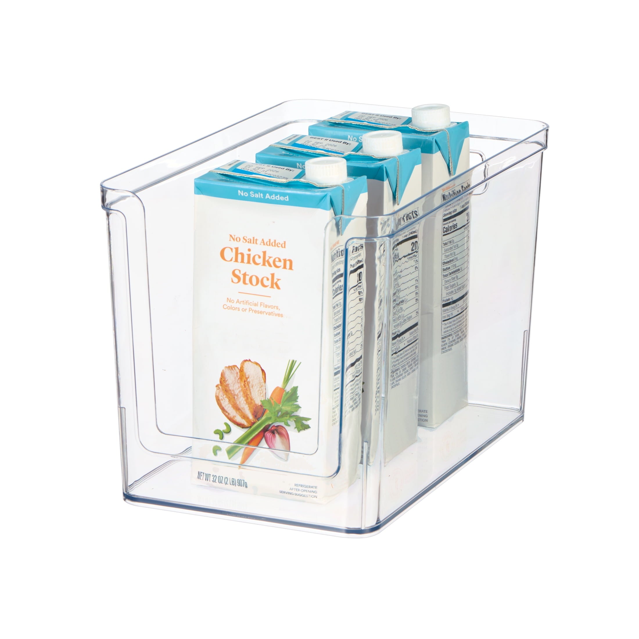 Large Deep Clear Plastic Pantry Storage Organizer Bin with Open Front, Kitchen Cabinet, Fridge and Shelf Storage Container for Pantry Organization, 12" x 7.5" x 8"