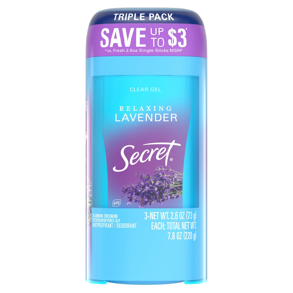 Fresh Clear Gel Antiperspirant and Deodorant for Women, Relaxing Lavender, 3 Pack, 3 x 2.6 oz