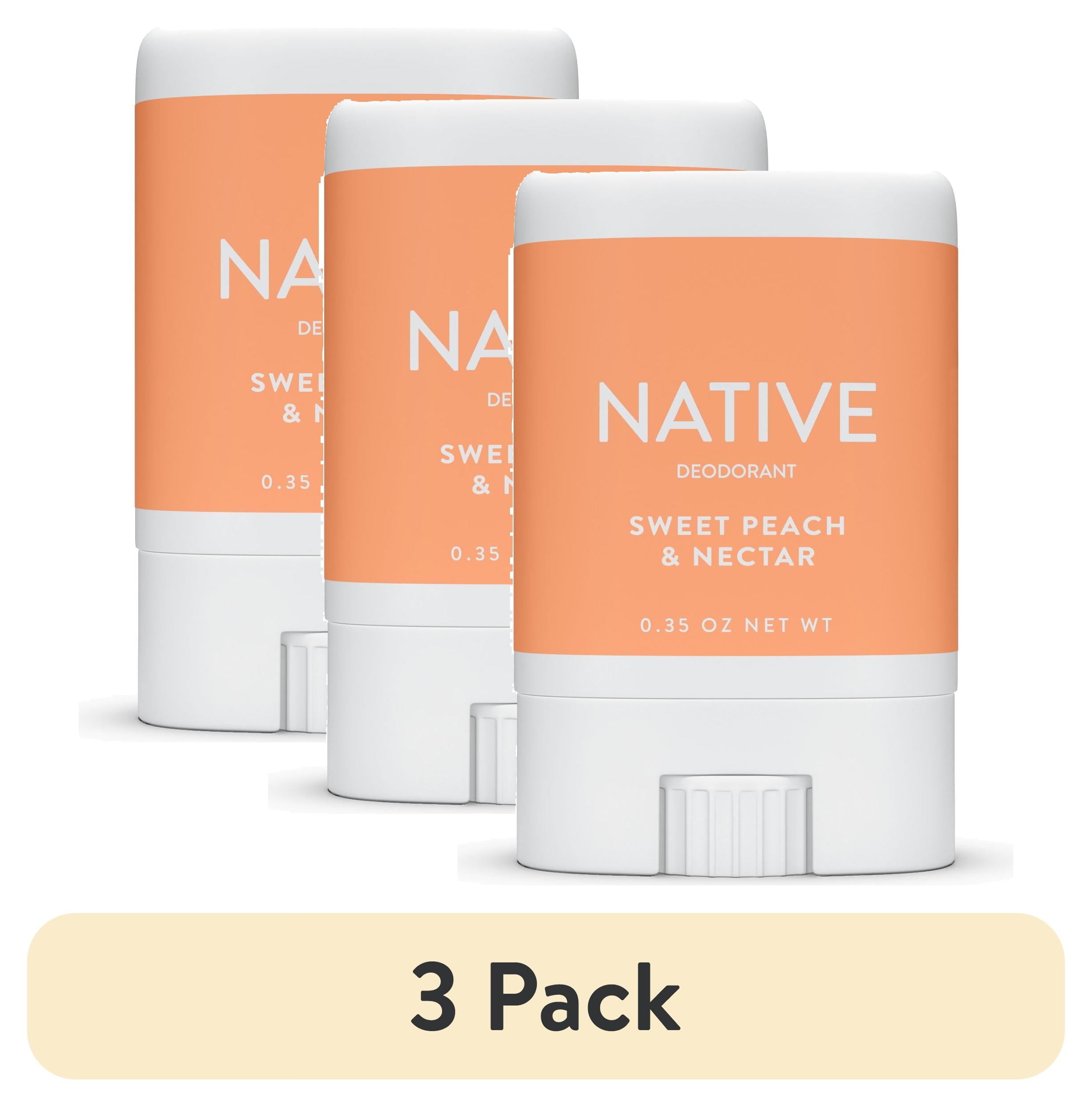 (3 pack) Native Deodorant Sweet Peach &amp; Nectar Mini Travel Size 0.35 oz.