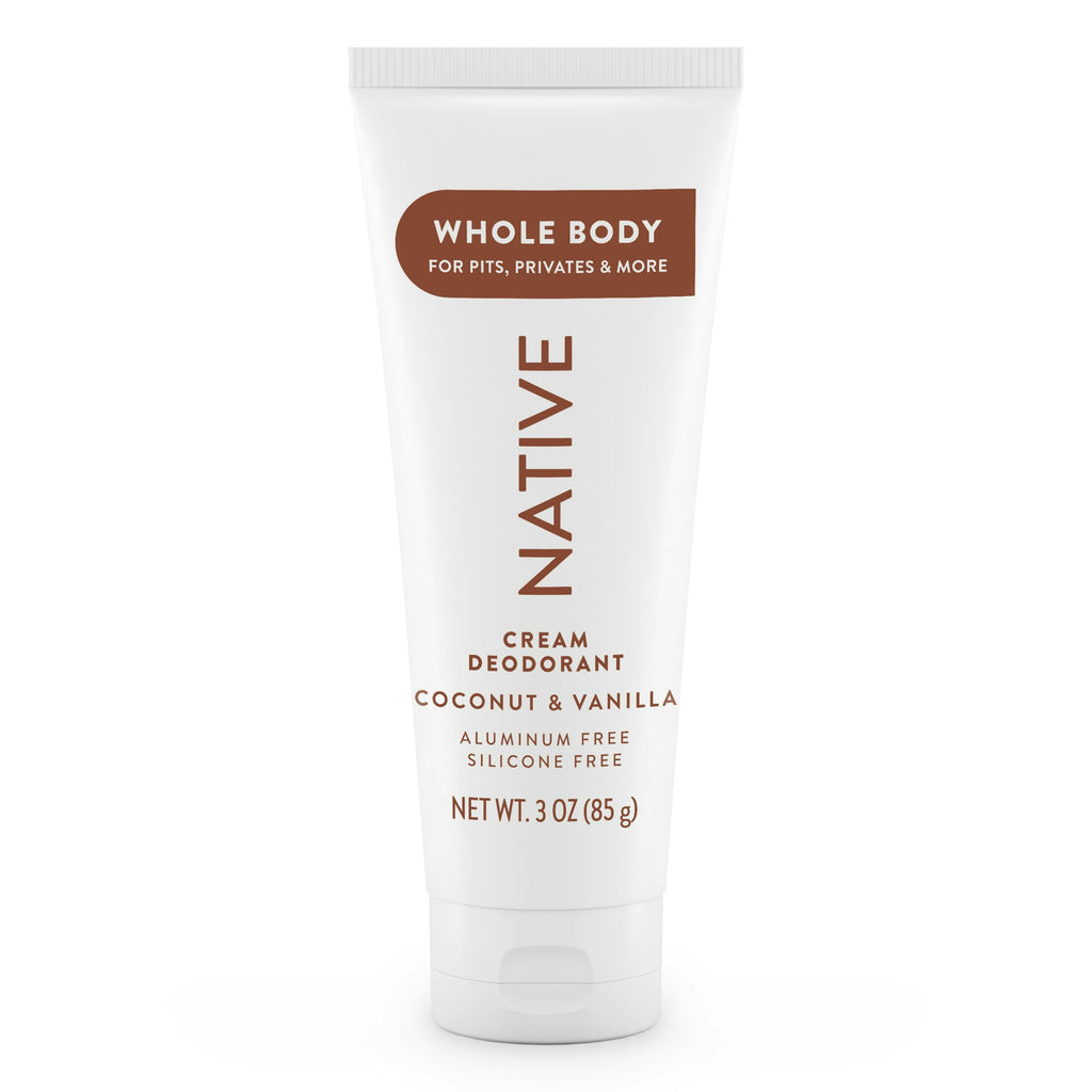 Whole Body Deodorant Invisible Cream, Coconut &amp; Vanilla, Aluminum-Free, 3 oz