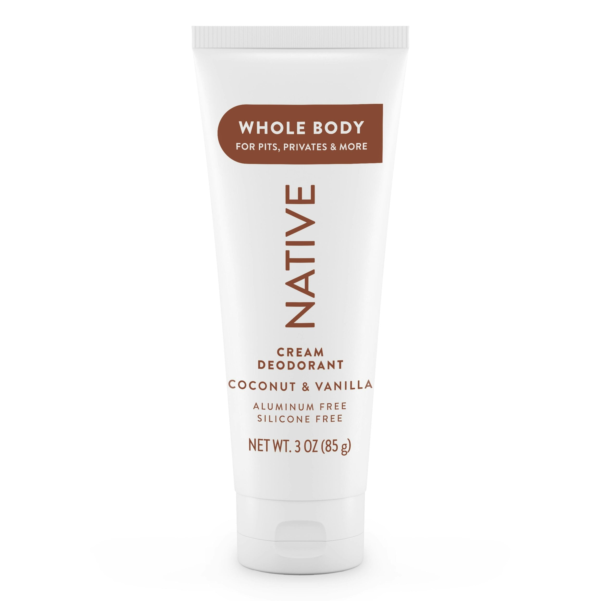 Whole Body Deodorant Invisible Cream, Coconut &amp; Vanilla, Aluminum-Free, 3 oz