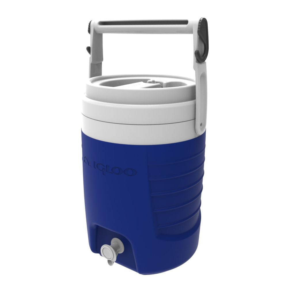 2 Gallon Plastic Sports Beverage Jug with Hooks - Blue