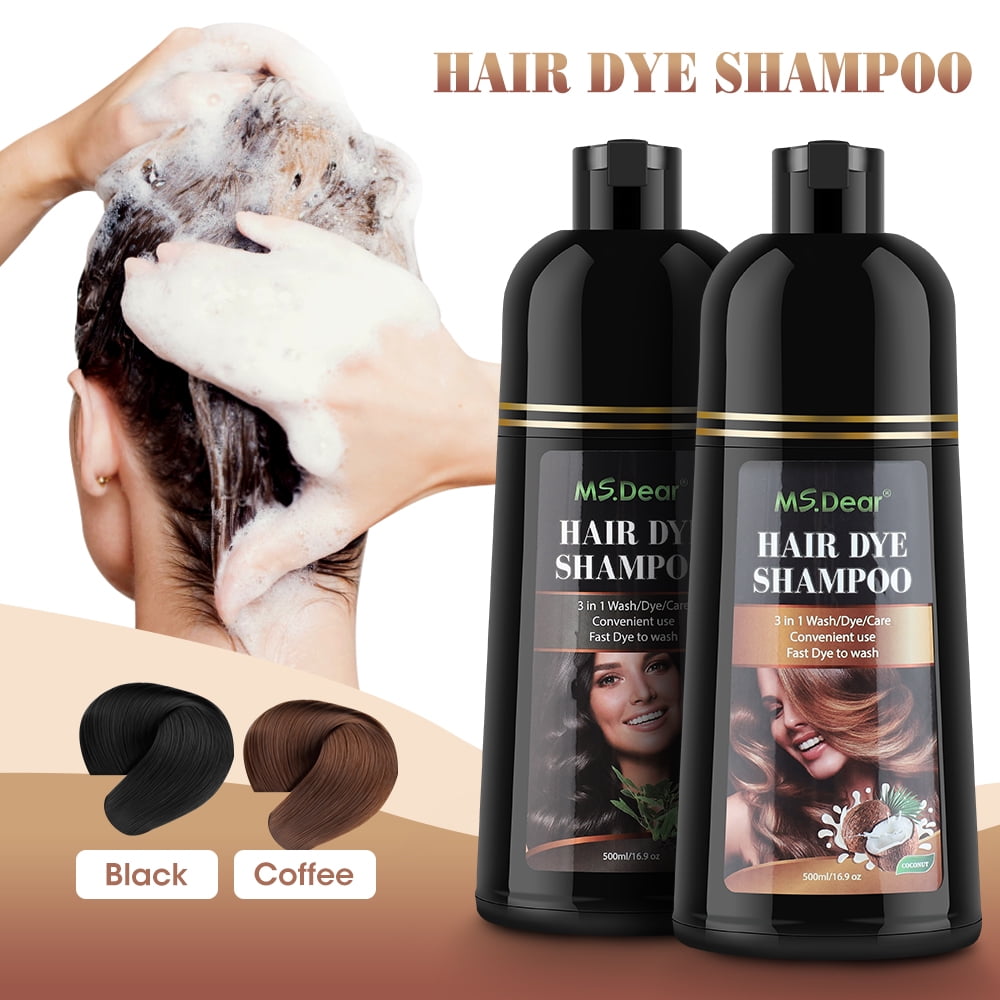 Color Shampoo, Dye Shampoo Coconut Oil Essence Moisturizing 500ml (Coffee)