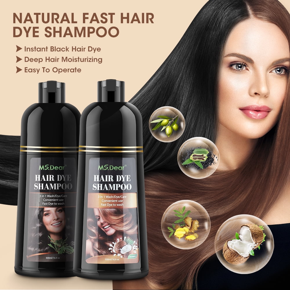 Color Shampoo, Dye Shampoo Coconut Oil Essence Moisturizing 500ml (Coffee)