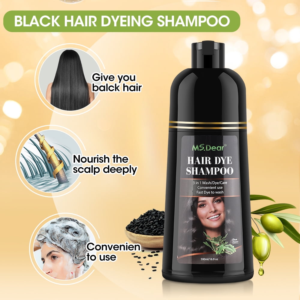 Color Shampoo, Dye Shampoo Coconut Oil Essence Moisturizing 500ml (Coffee)