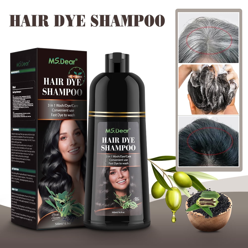 Color Shampoo, Dye Shampoo Coconut Oil Essence Moisturizing 500ml (Coffee)