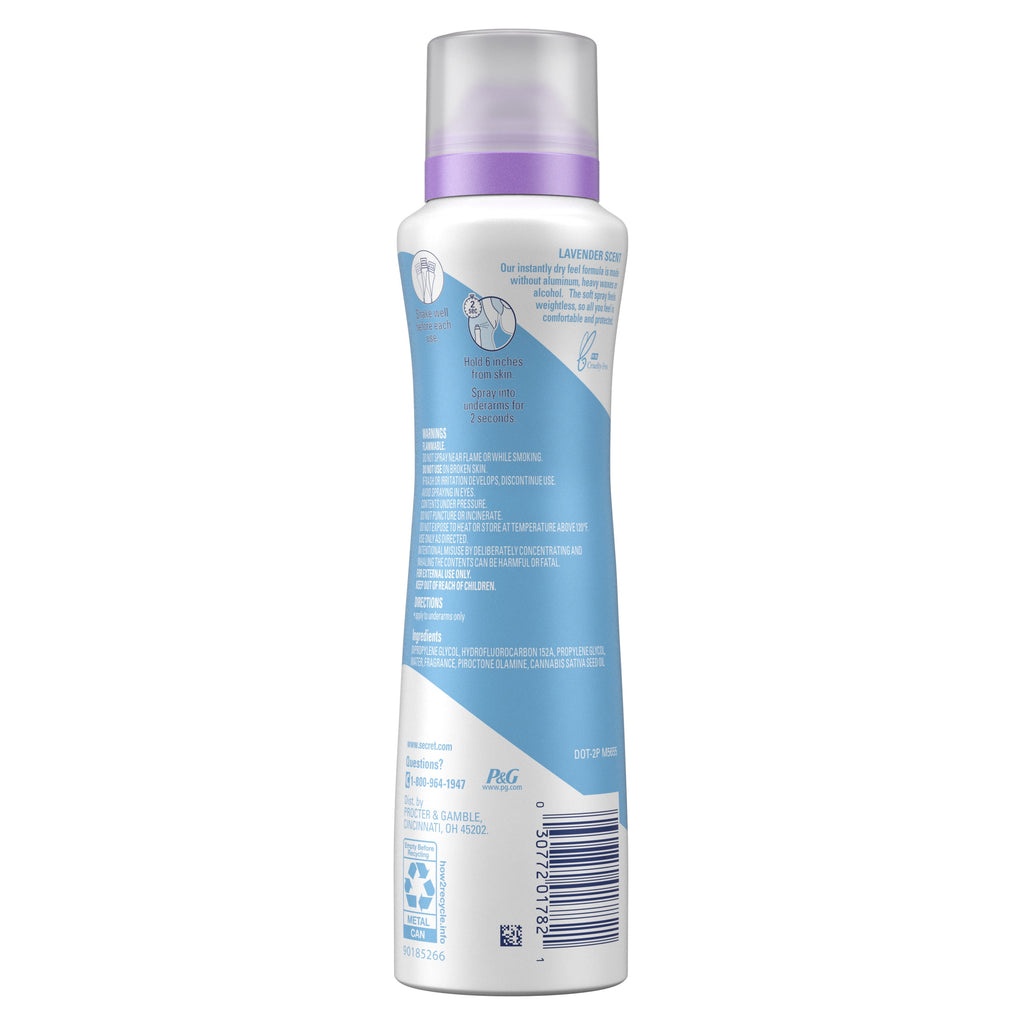 Dry Spray Aluminum Free Women's Deodorant, Lavender and Hemp Seed Oil, 4.1oz