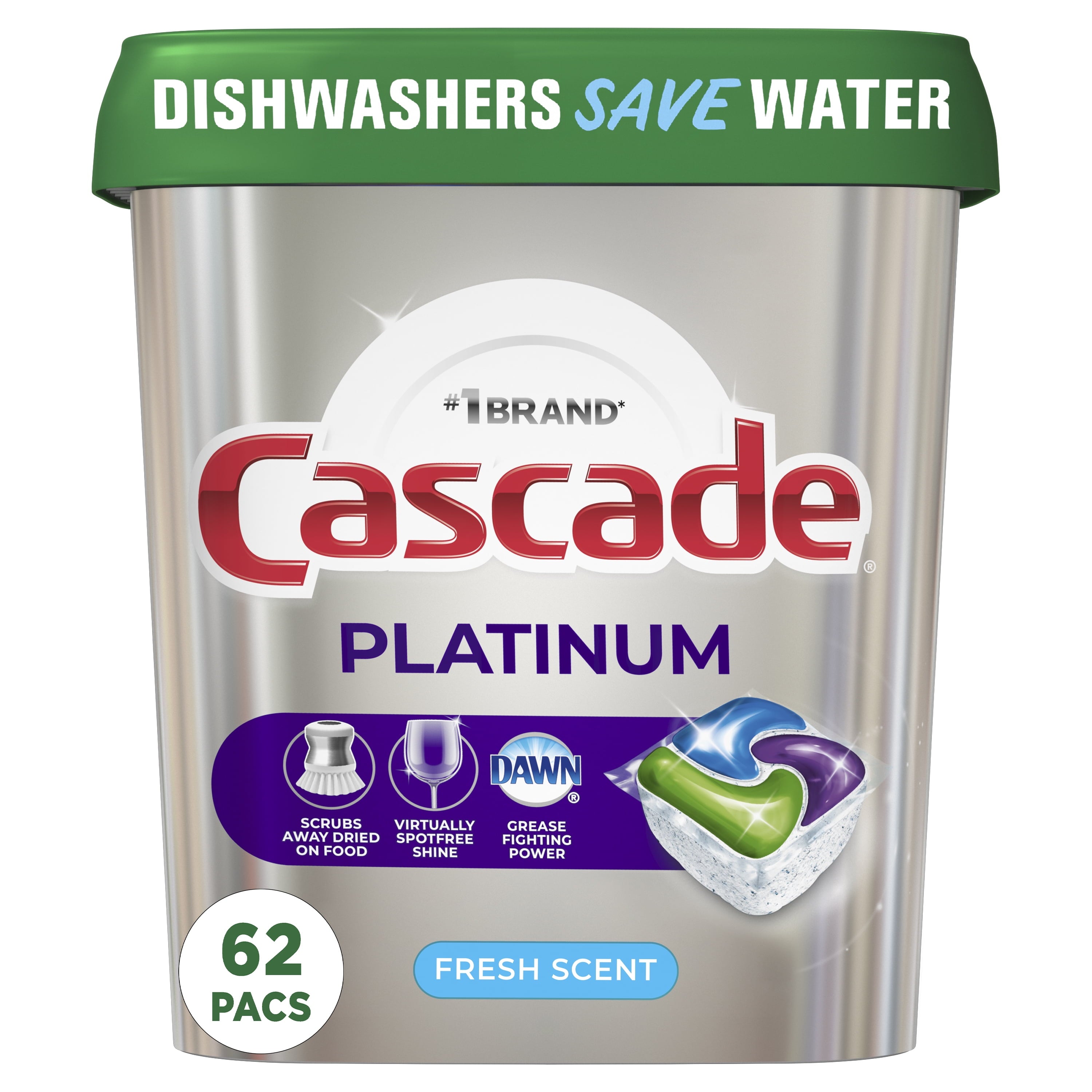 Platinum ActionPacs Dishwasher Detergent, Fresh Scent, 62 Count
