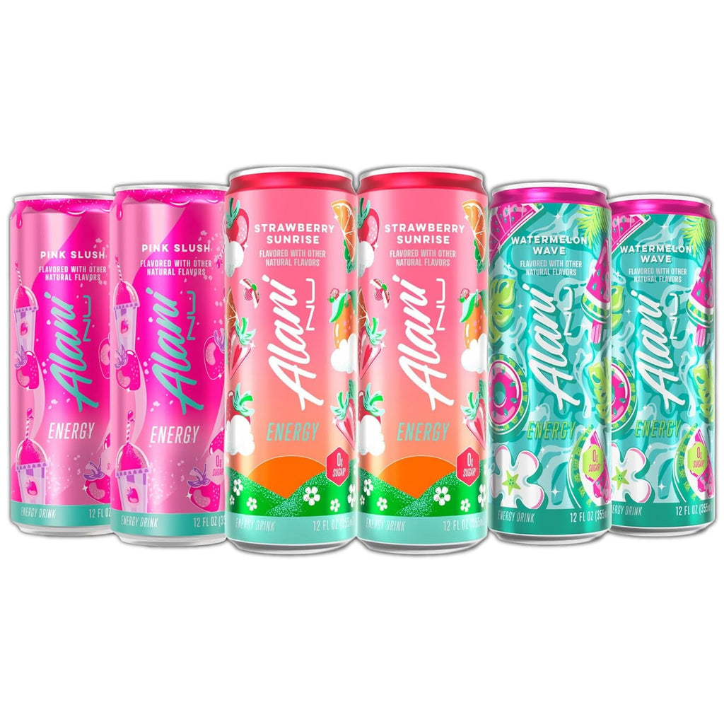 Energy Drinks Strawberry Sunrise, Watermelon Wave, Pink Slush Flavors Variety Pack Sugar-Free, Low-Calorie, 200mg Caffeine, 12 fl oz (Pack of 6)