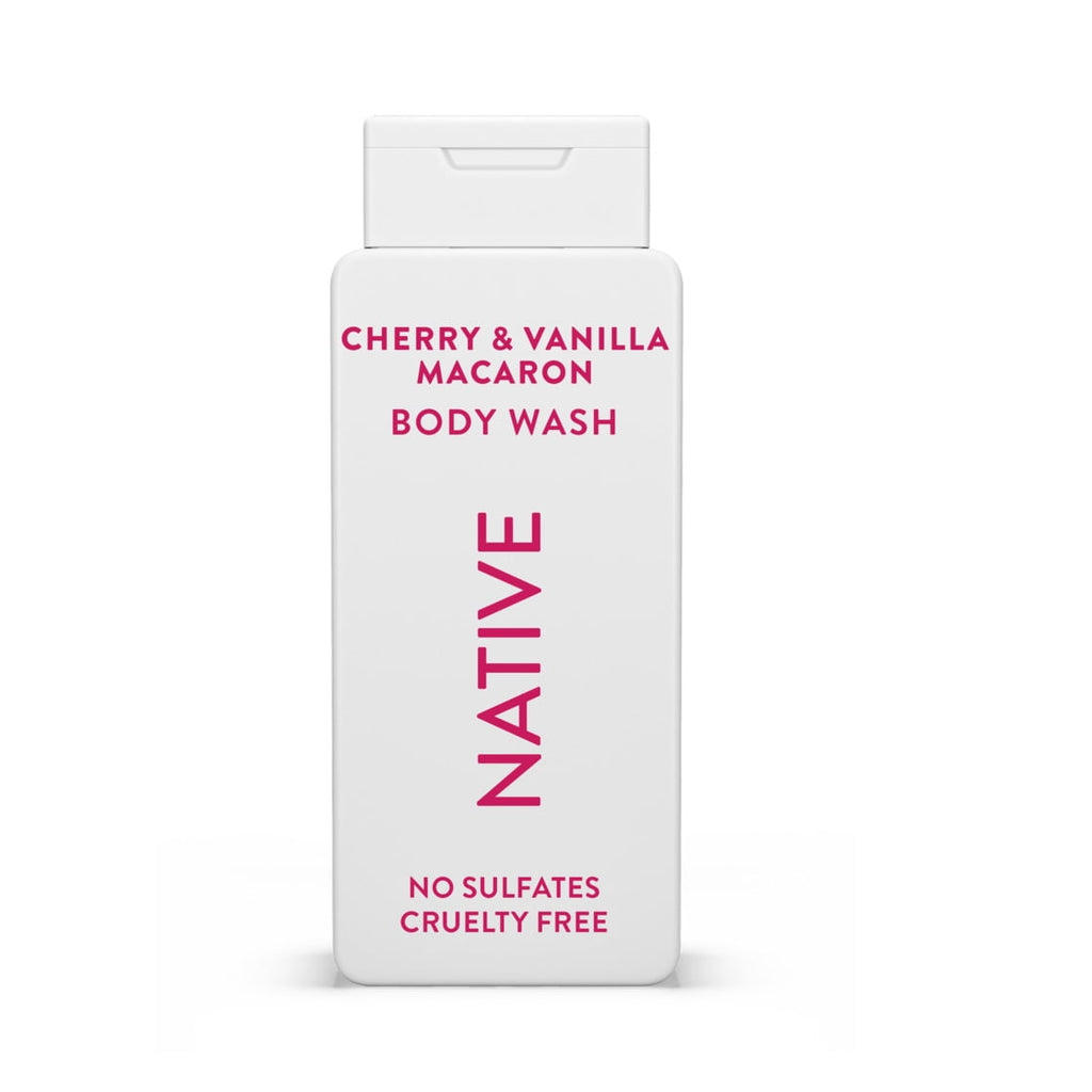 Body Wash, Cherry &amp; Vanilla Macaron, Sulfate Free, Naturally Derived Ingredients, 24hr Freshness, for Women &amp; Men, 18 fl oz