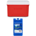9 QT Laguna Ice Chest Cooler, Red, 1 Count and Freez Pak Small Ice Pack, 1 Count