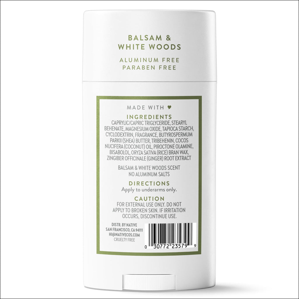 Aluminum Free Deodorant For Men, 72 Hour Solid Deodorant Stick, Balsam &amp; White Woods, 2.65oz