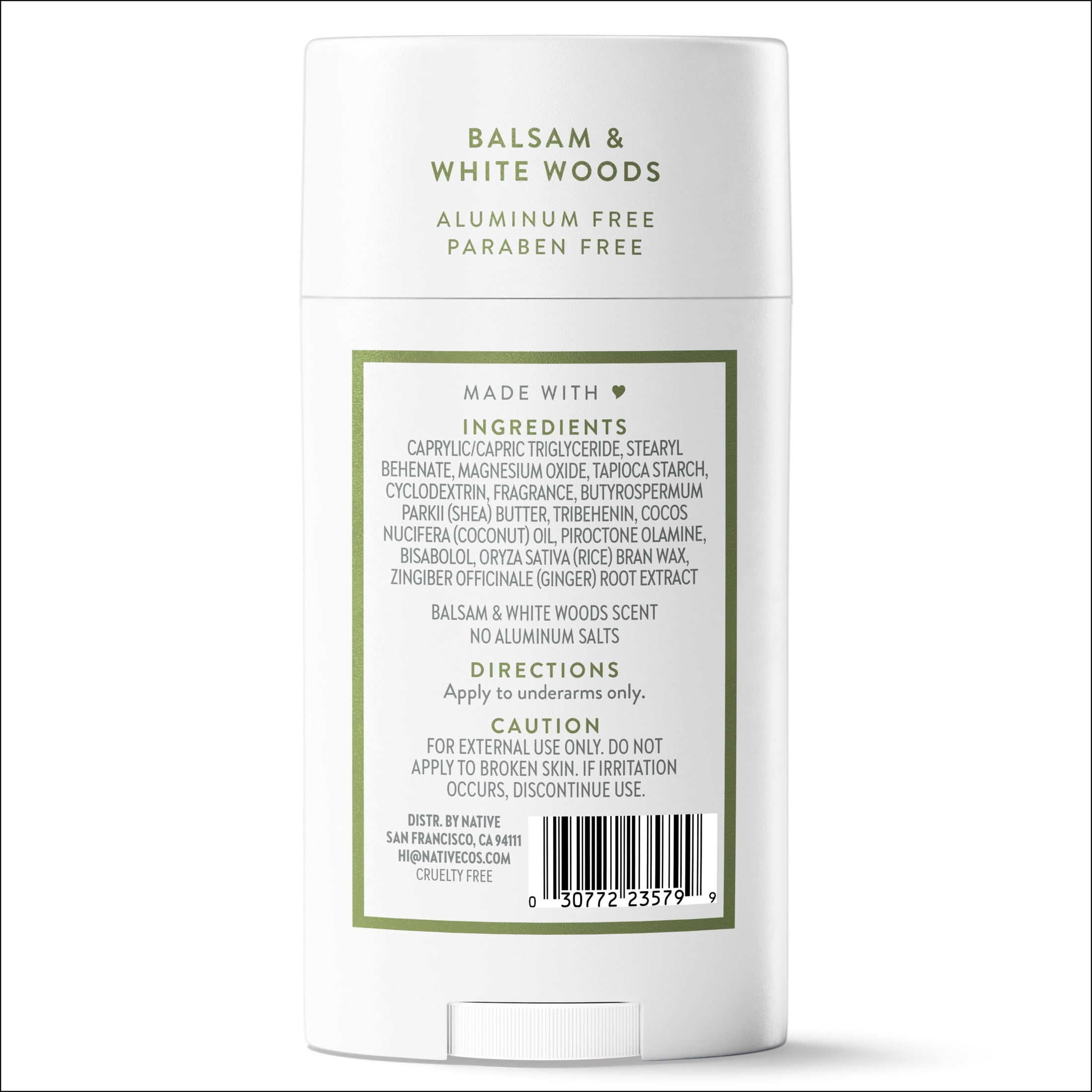 Aluminum Free Deodorant For Men, 72 Hour Solid Deodorant Stick, Balsam &amp; White Woods, 2.65oz