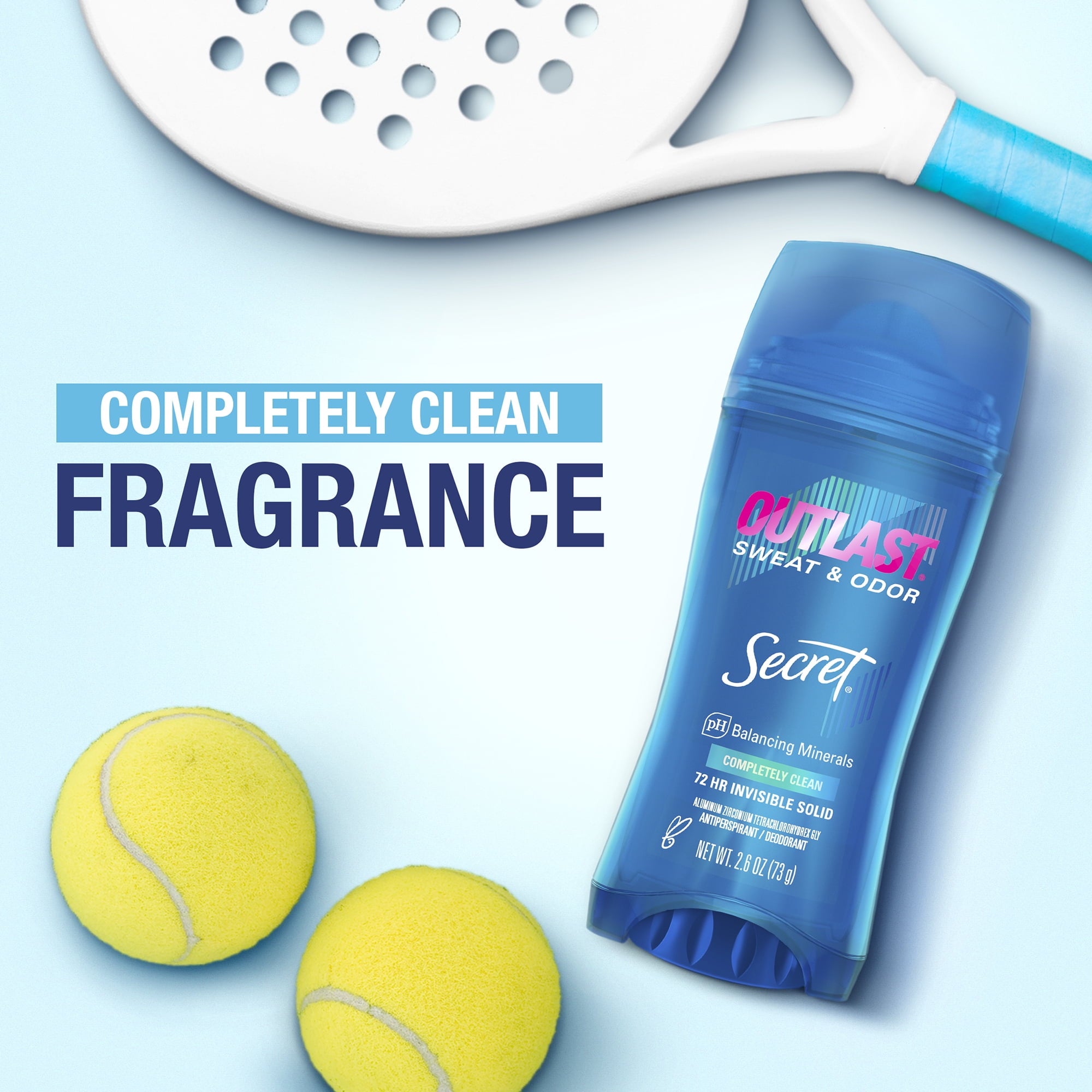 Outlast Invisible Solid Antiperspirant Deodorant, Completly Clean, 72 Hr Sweat &amp; Odor Protection, 2.6 oz