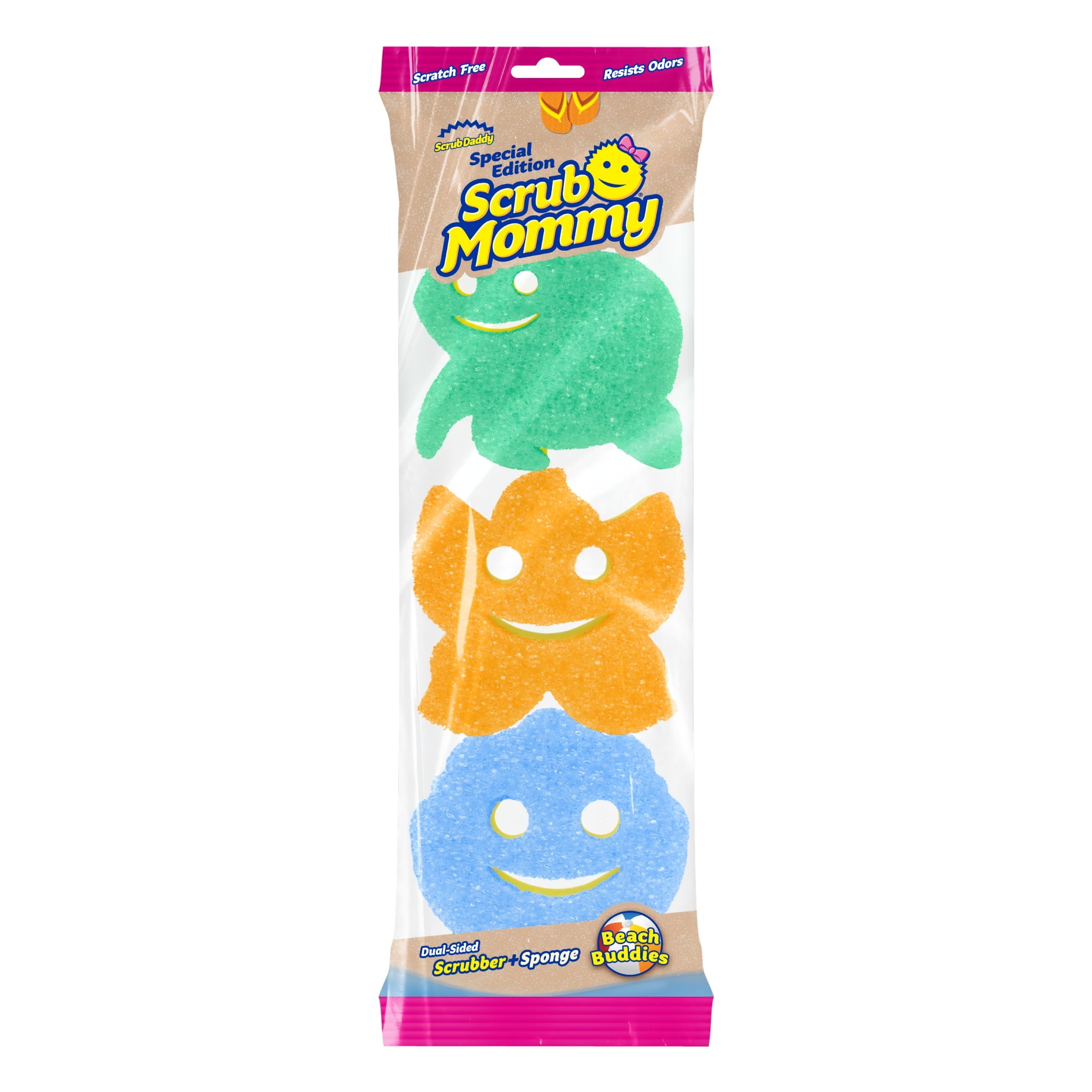 Scrub Mommy Summer Shapes Non-Scratch Cleaning Sponge, 3 Count