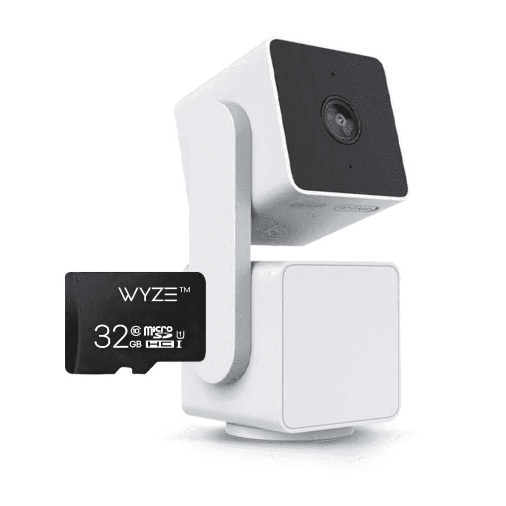 Cam Pan v3 Security Camera Bundle with FREE 32gb MicroSD Card, Indoor/Outdoor IP65 1080P 360° Pan/Tilt/Zoom, Wi-Fi Smart Home Security Camera with Motion Tracking for Baby &amp; Pet, Color Night Vis