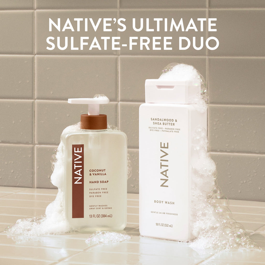 Body Wash, Sandalwood &amp; Shea Butter, Sulfate Free, Naturally Derived Ingredients, 24hr Freshness, for Women &amp; Men, 36 fl oz