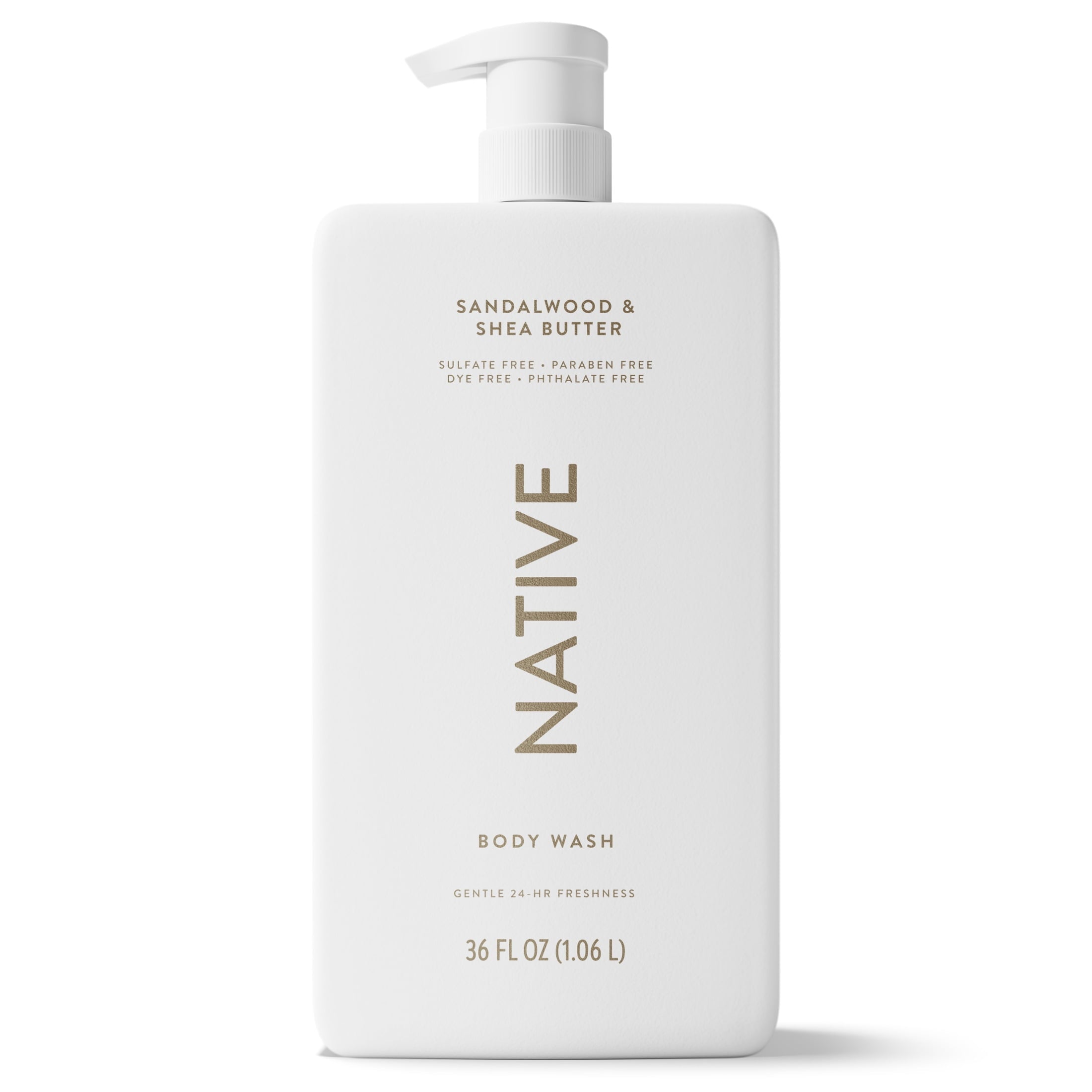 Body Wash, Sandalwood &amp; Shea Butter, Sulfate Free, Naturally Derived Ingredients, 24hr Freshness, for Women &amp; Men, 36 fl oz