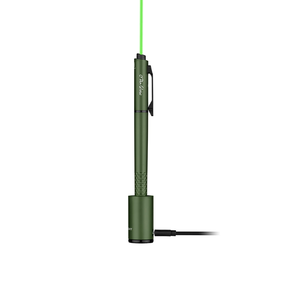 O'Pen Glow EDC Pen Light, 120 Lumens with Green Beam, Rechargeable LED Flashlight for Outdoor Uses, Writing, Adventure, Professional Business Gift(OD Green)